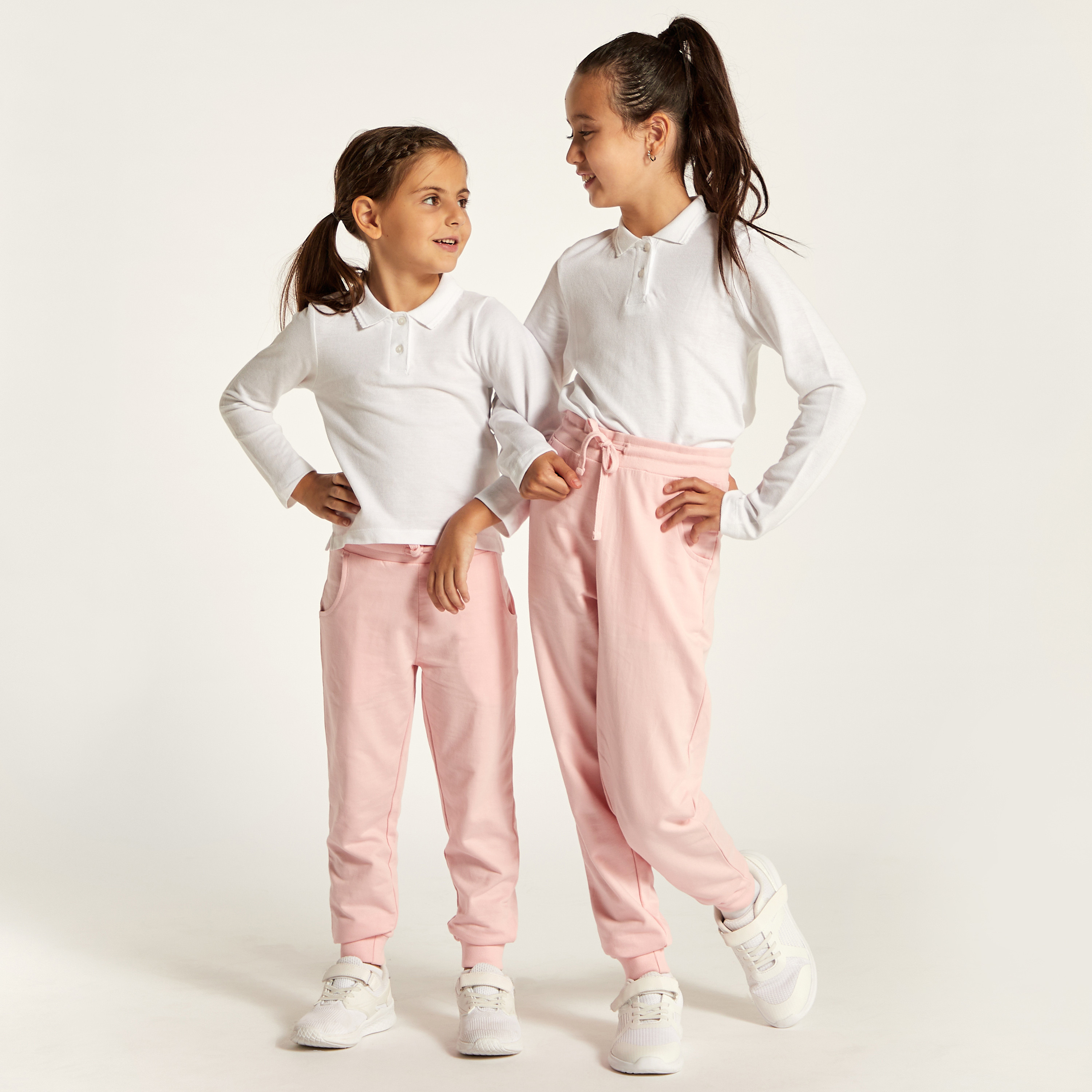 Juniors Solid Polo T-shirt with Long Sleeves-girls-clothing-tshirts-image-5
