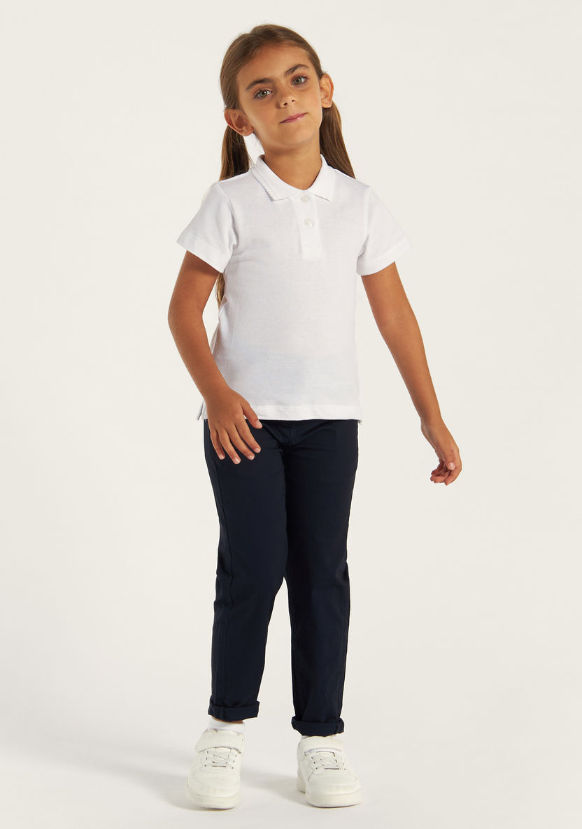 Juniors Solid Polo T-shirt with Short Sleeves-Tops-image-0