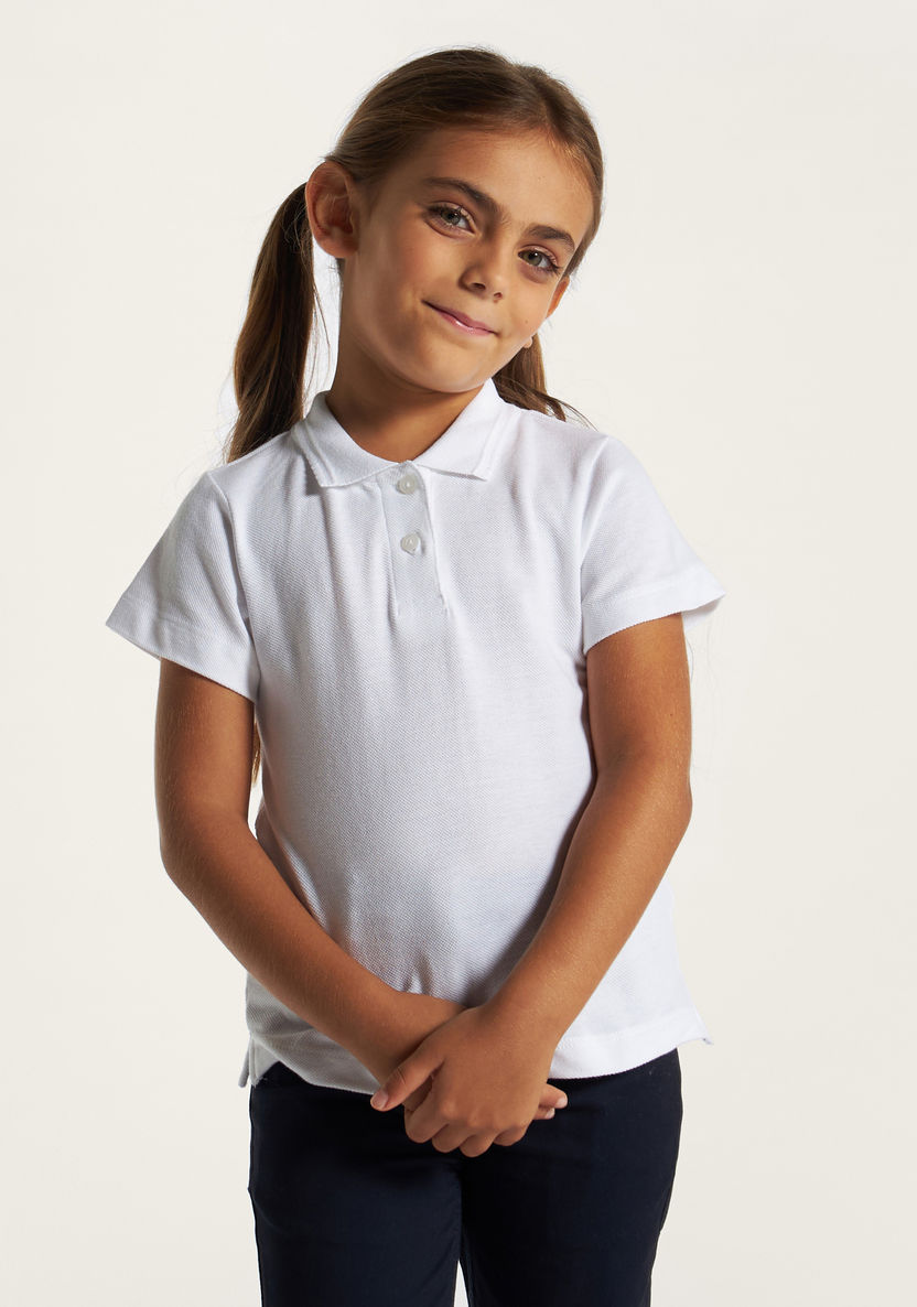 Juniors Solid Polo T-shirt with Short Sleeves-Tops-image-1
