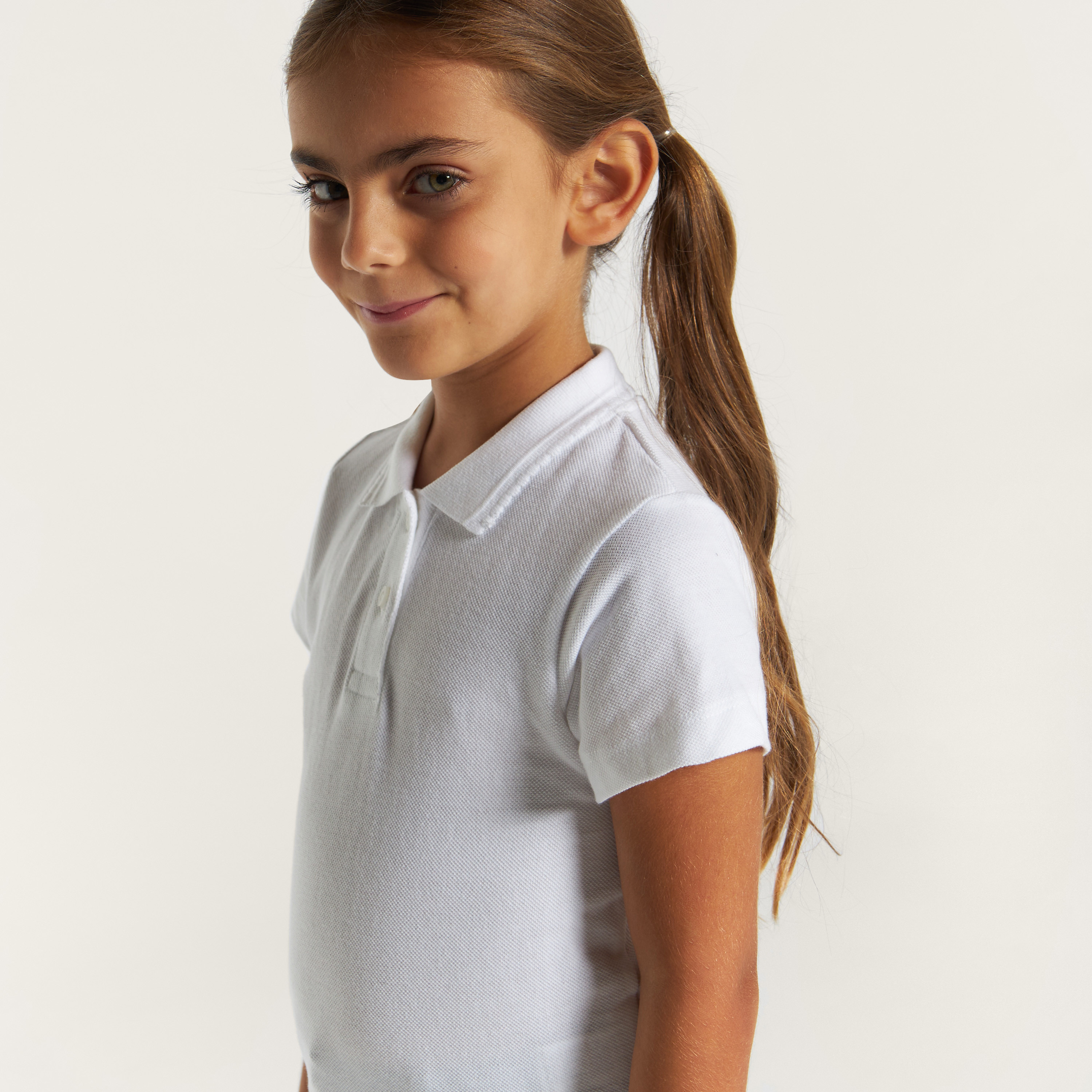 تيشيرت بولو سادة بأكمام قصيرة من جونيورز-girls-clothing-tshirts-image-3