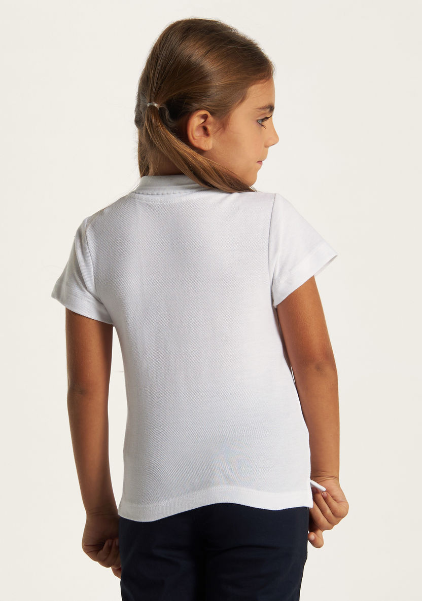 Juniors Solid Polo T-shirt with Short Sleeves-Tops-image-3