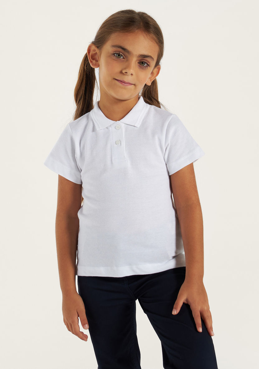Juniors Solid Polo T-shirt with Short Sleeves-Tops-image-4
