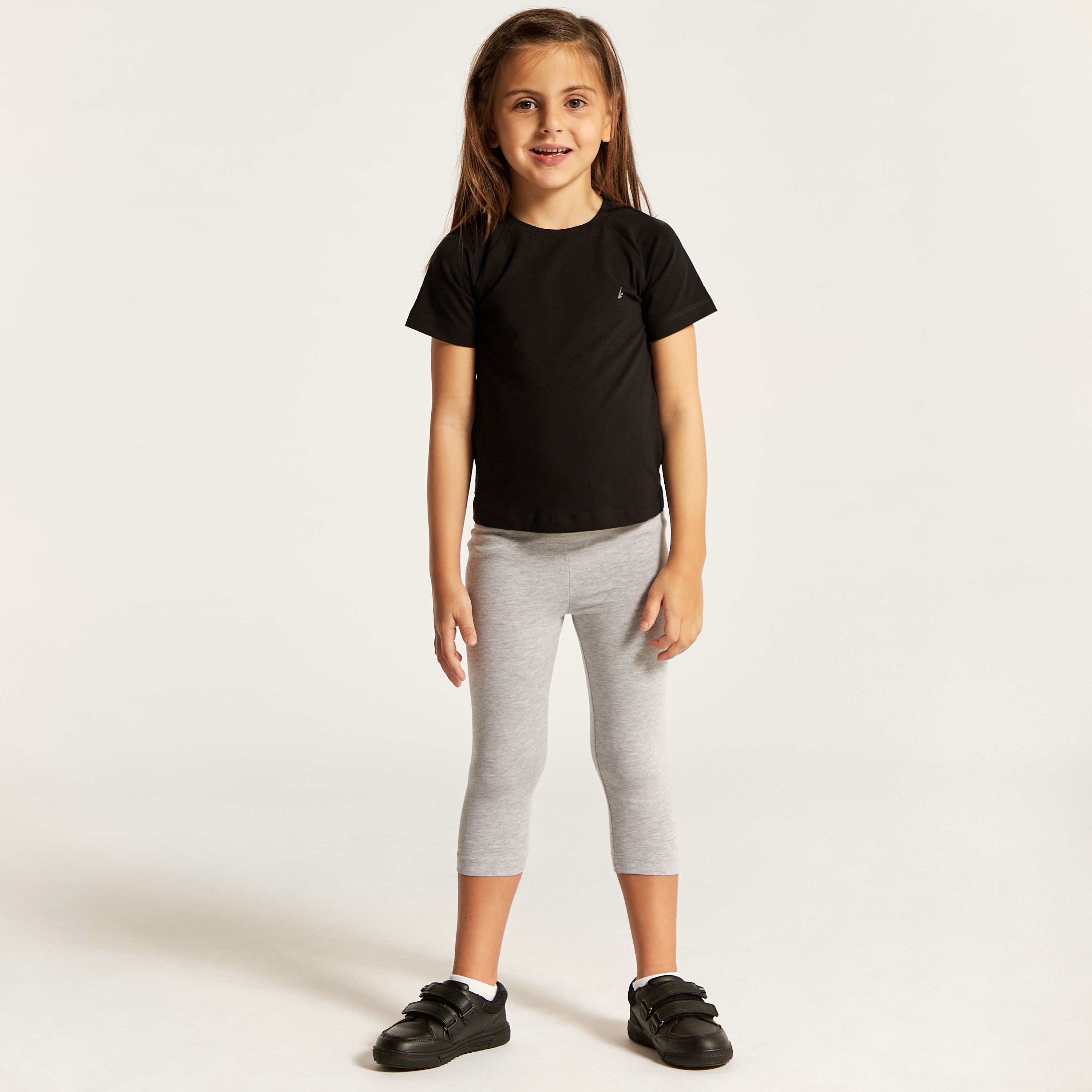 Juniors Solid Crew Neck T-shirt with Short Sleeves-girls-clothing-schoolwear-tshirts-image-2