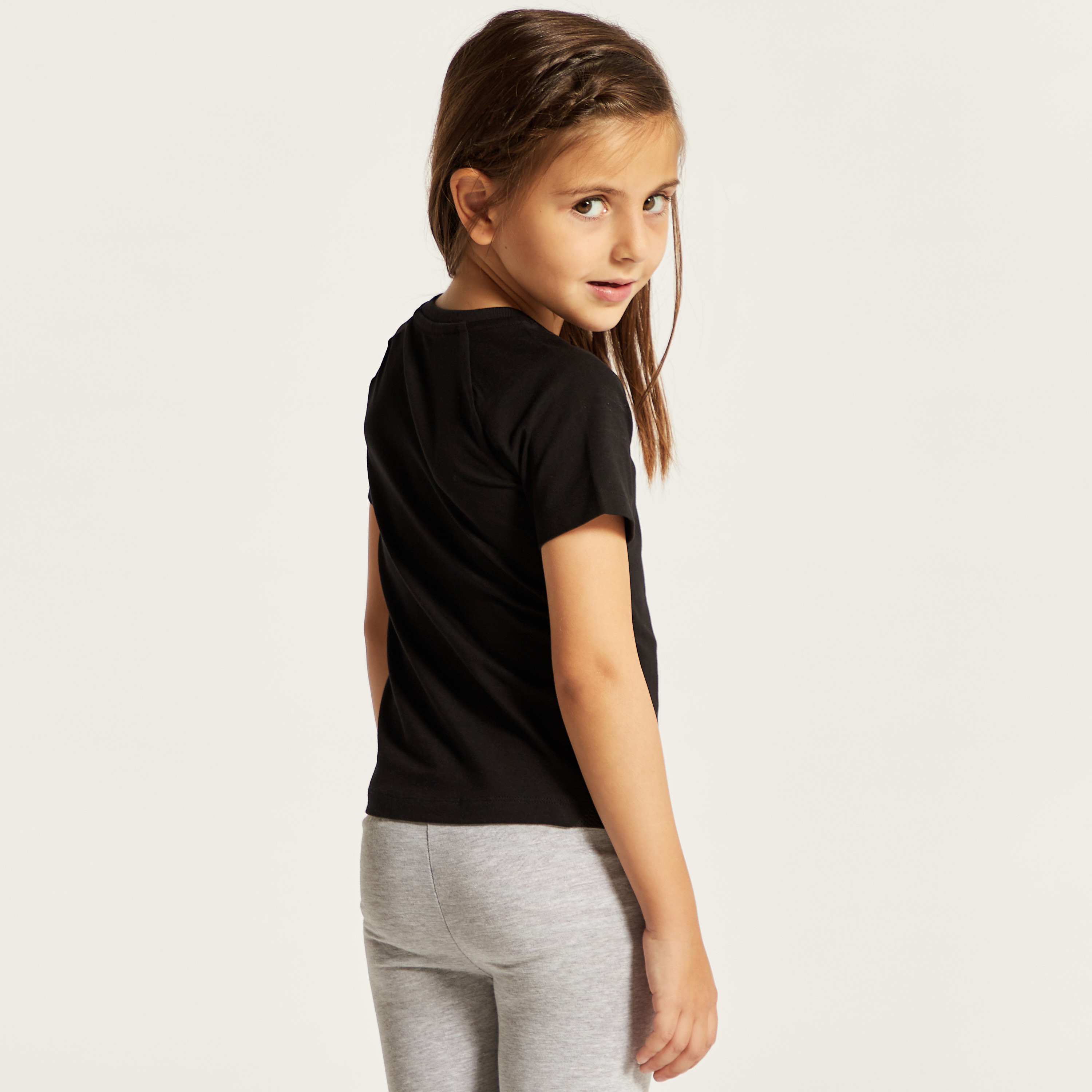 Juniors Solid Crew Neck T-shirt with Short Sleeves-girls-clothing-schoolwear-tshirts-image-4