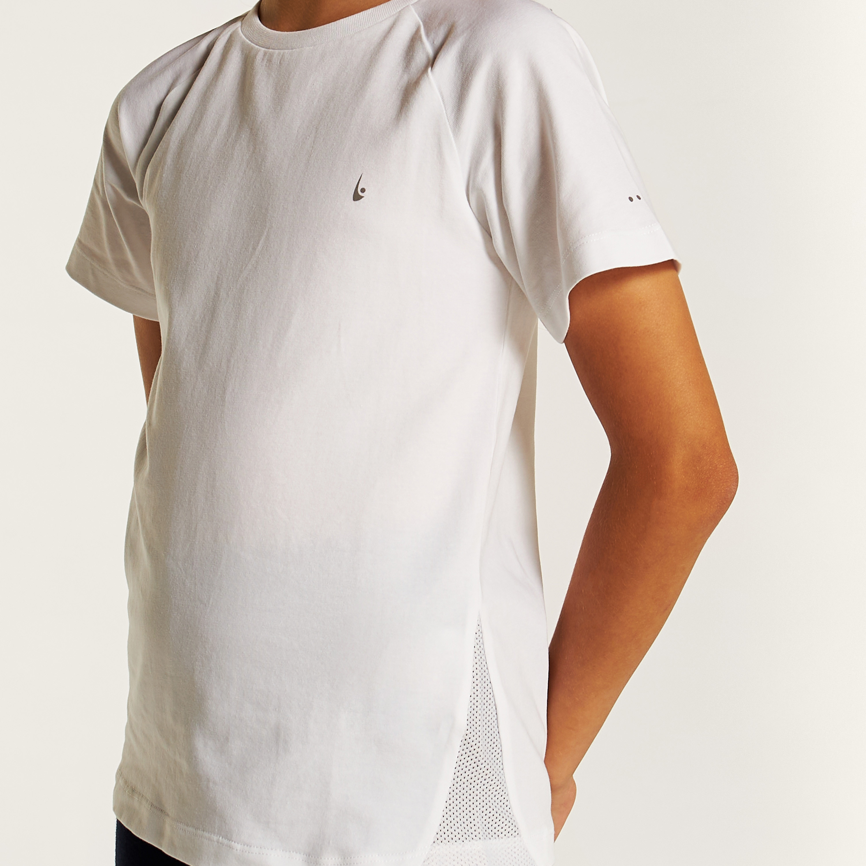 تيشيرت سادة بأكمام قصيرة وياقة ضيقة من جونيورز-girls-clothing-tshirts-image-3