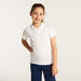 Juniors Solid Polo T-shirt with Short Sleeves and Button Closure-Tops-thumbnail-1