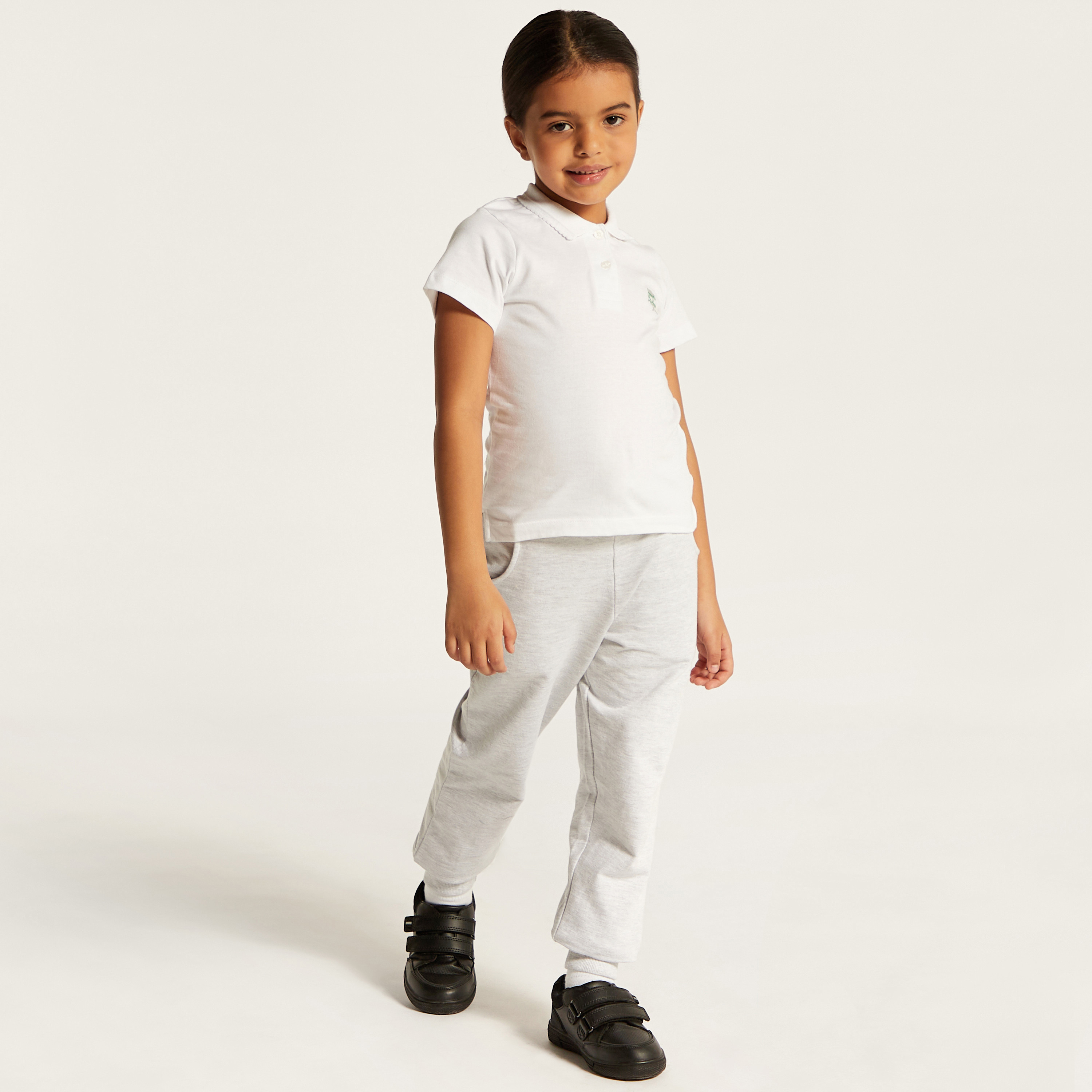 Juniors Solid Polo T-shirt with Short Sleeves-girls-clothing-tshirts-image-1