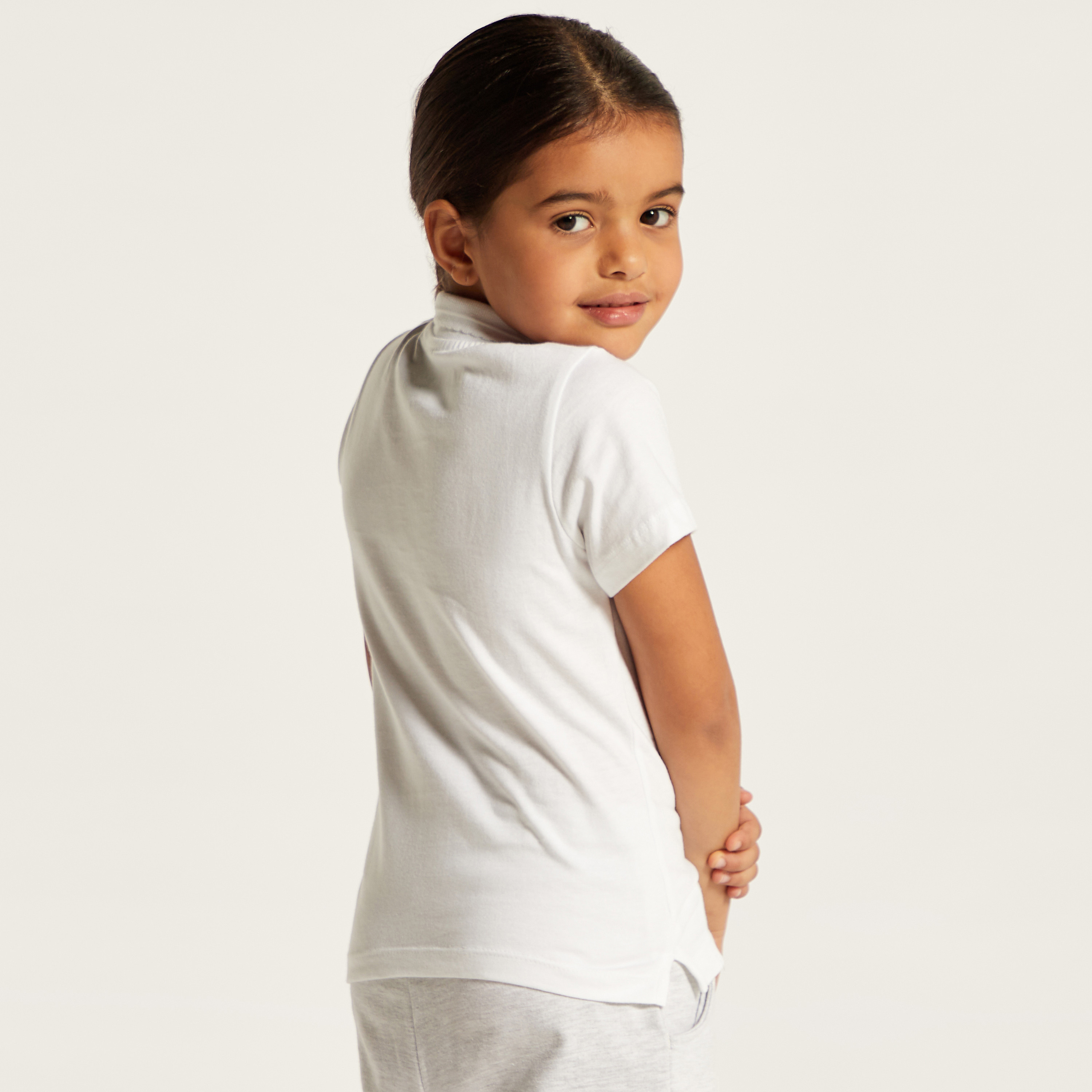 Juniors Solid Polo T-shirt with Short Sleeves-girls-clothing-tshirts-image-3