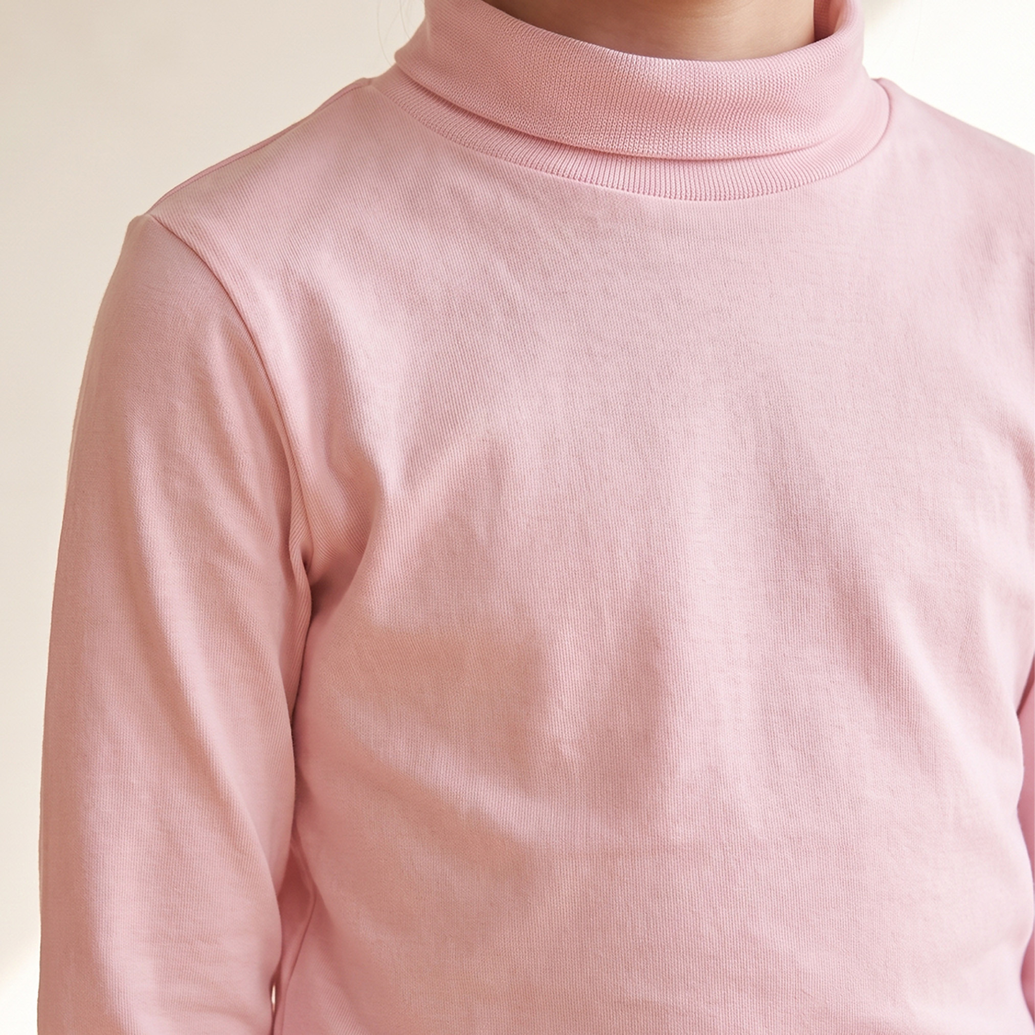 Juniors Solid Turtle Neck T-shirt with Long Sleeves-girls-clothing-schoolwear-tshirts-image-5