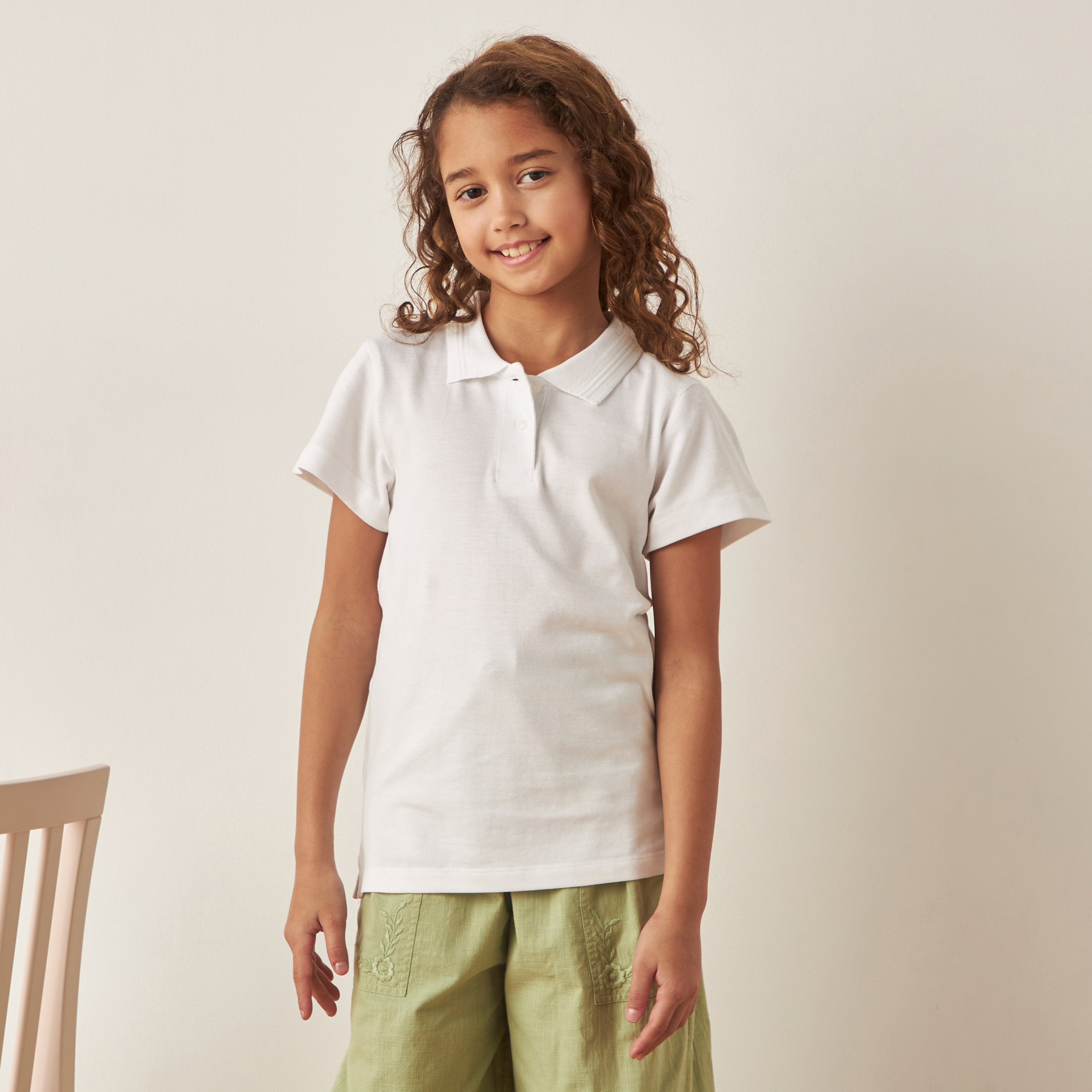 تيشيرت بولو سادة بأكمام قصيرة من جونيورز-girls-clothing-tshirts-image-4