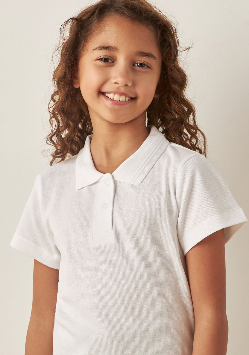 Juniors Solid Polo T-shirt with Short Sleeves-Tops-image-2