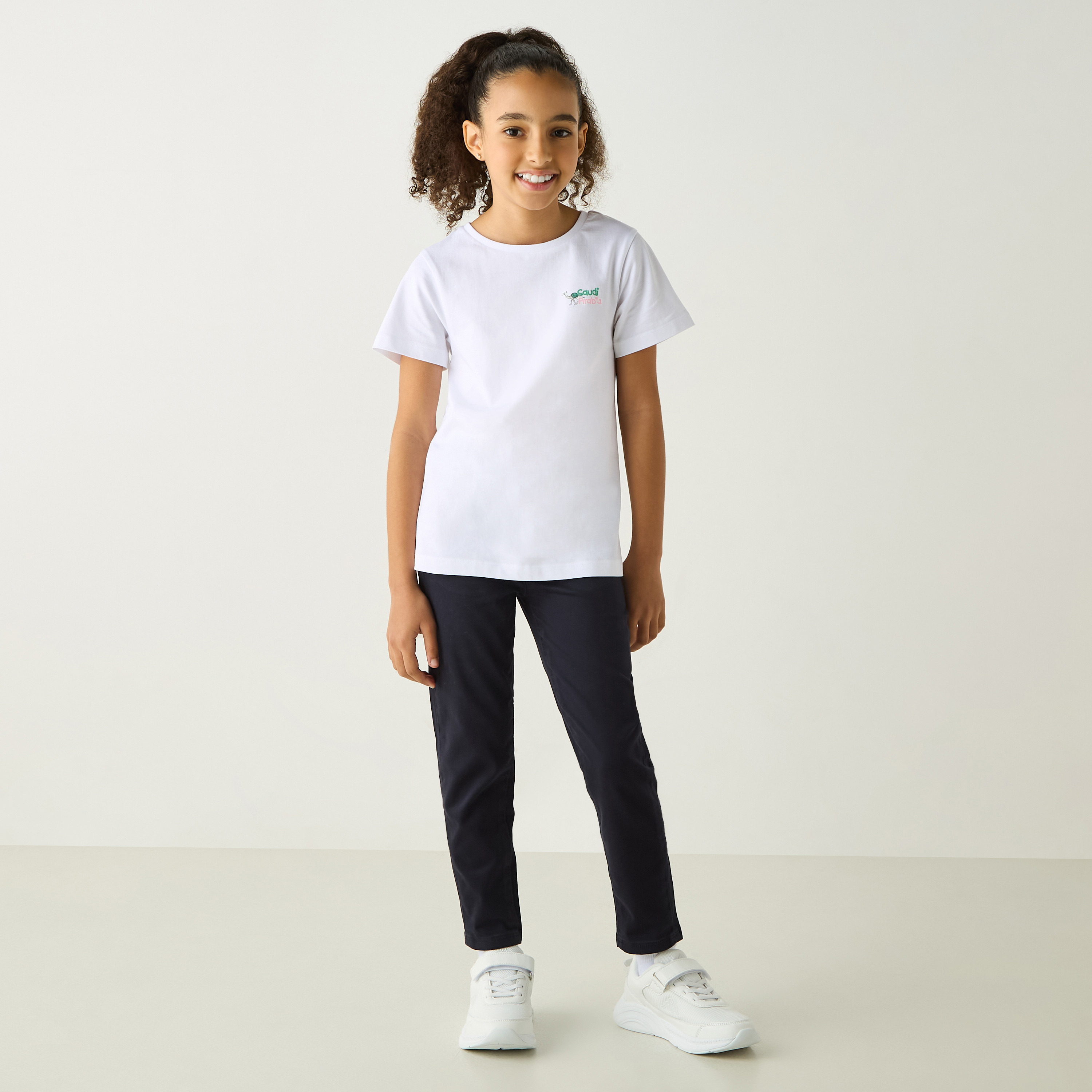 Juniors KSA National Day Print T-shirt with Short Sleeves-girls-clothing-schoolwear-tshirts-image-2
