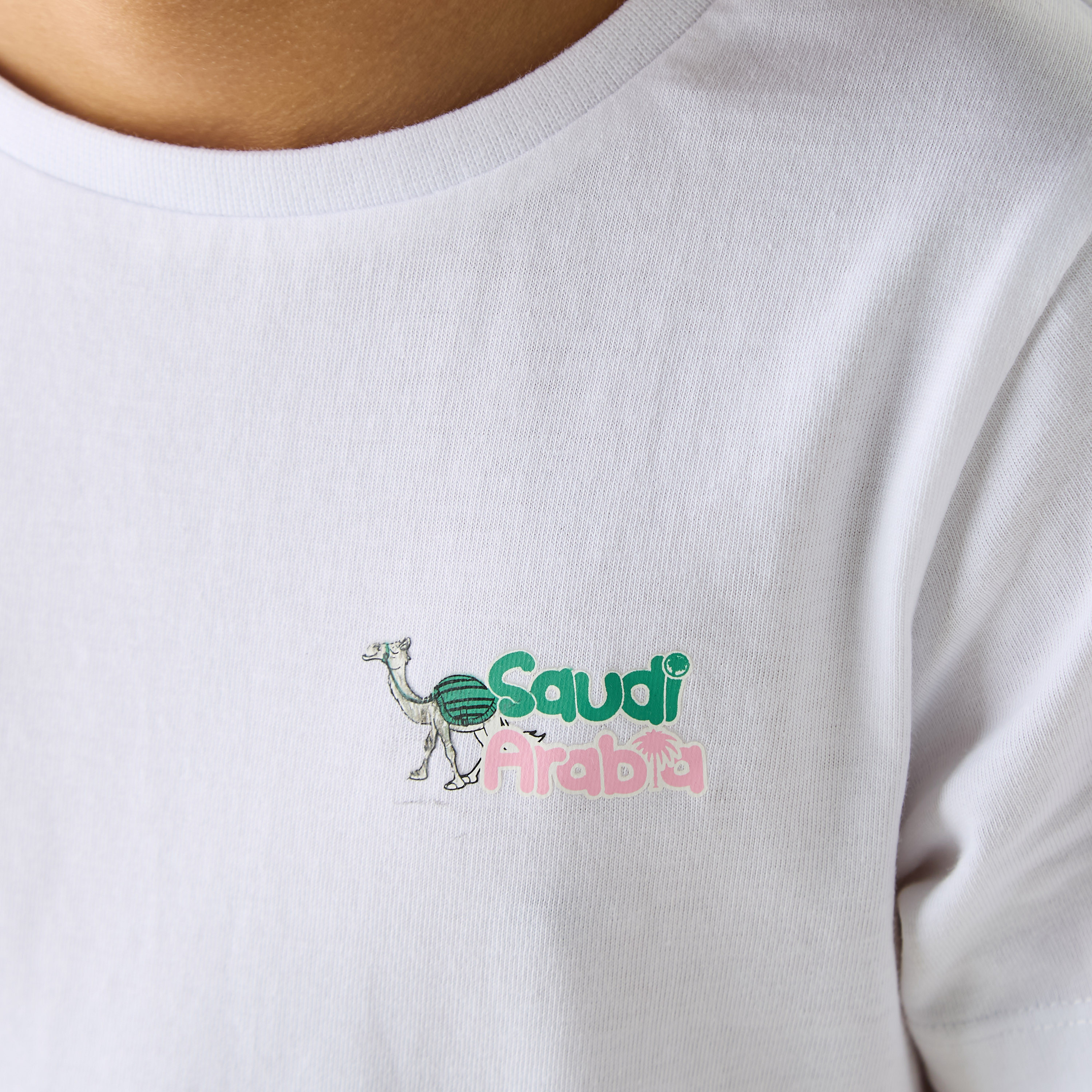 Juniors KSA National Day Print T-shirt with Short Sleeves-girls-clothing-schoolwear-tshirts-image-4