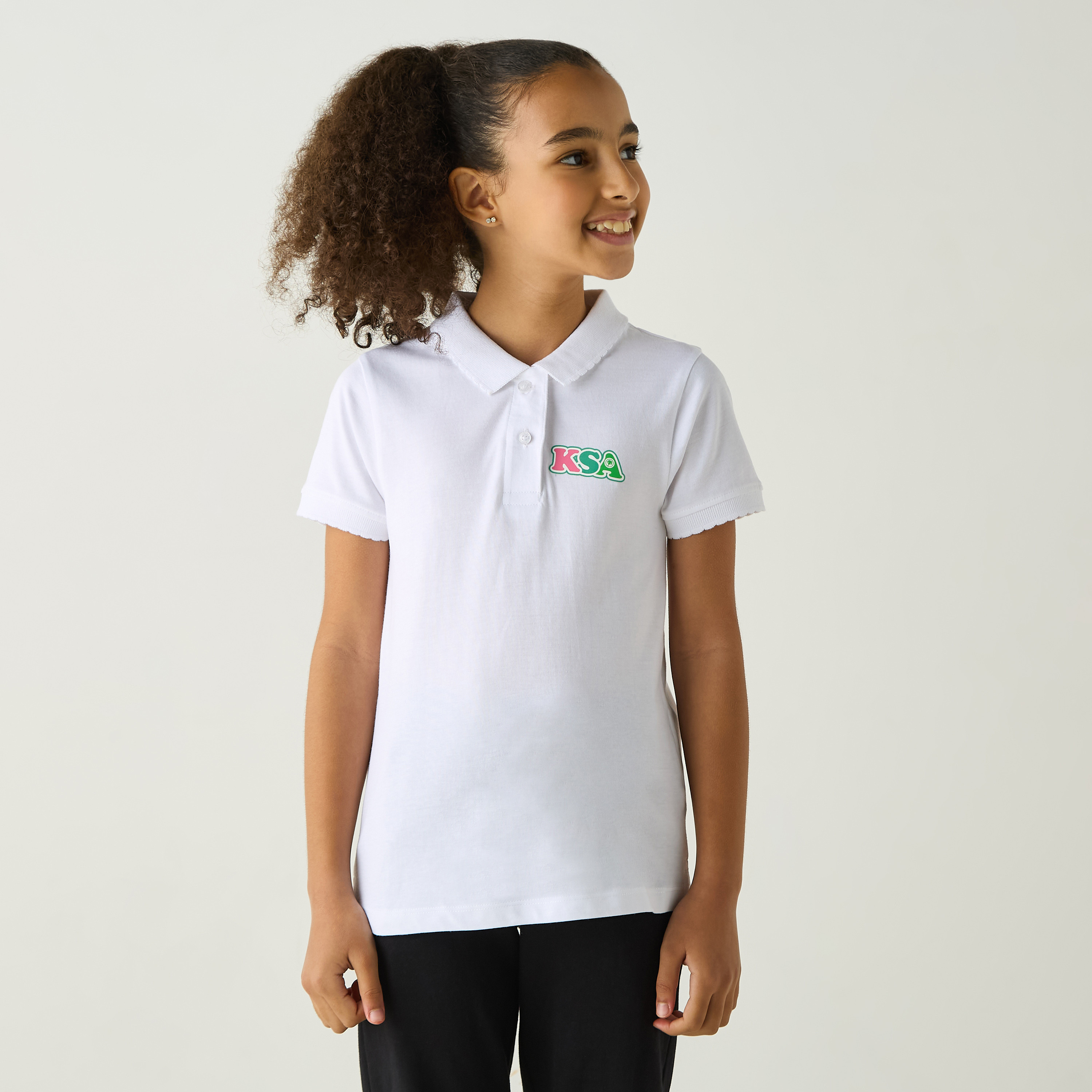 تيشيرت بولو بأكمام قصيرة وطبعات من جونيورز-girls-clothing-schoolwear-tshirts-image-1