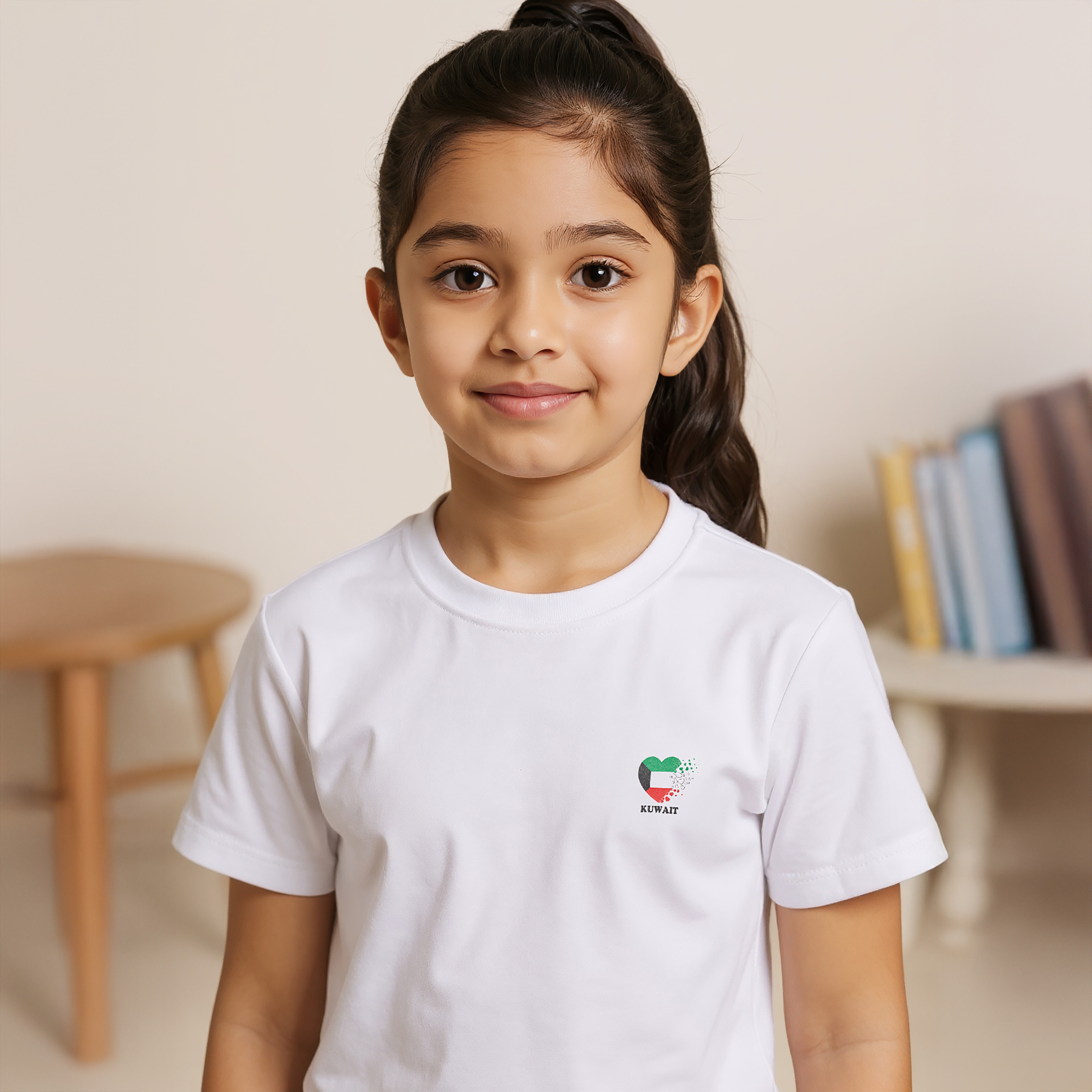 Juniors Kuwait National Day Print T-shirt with Short Sleeves-girls-clothing-schoolwear-tshirts-image-4