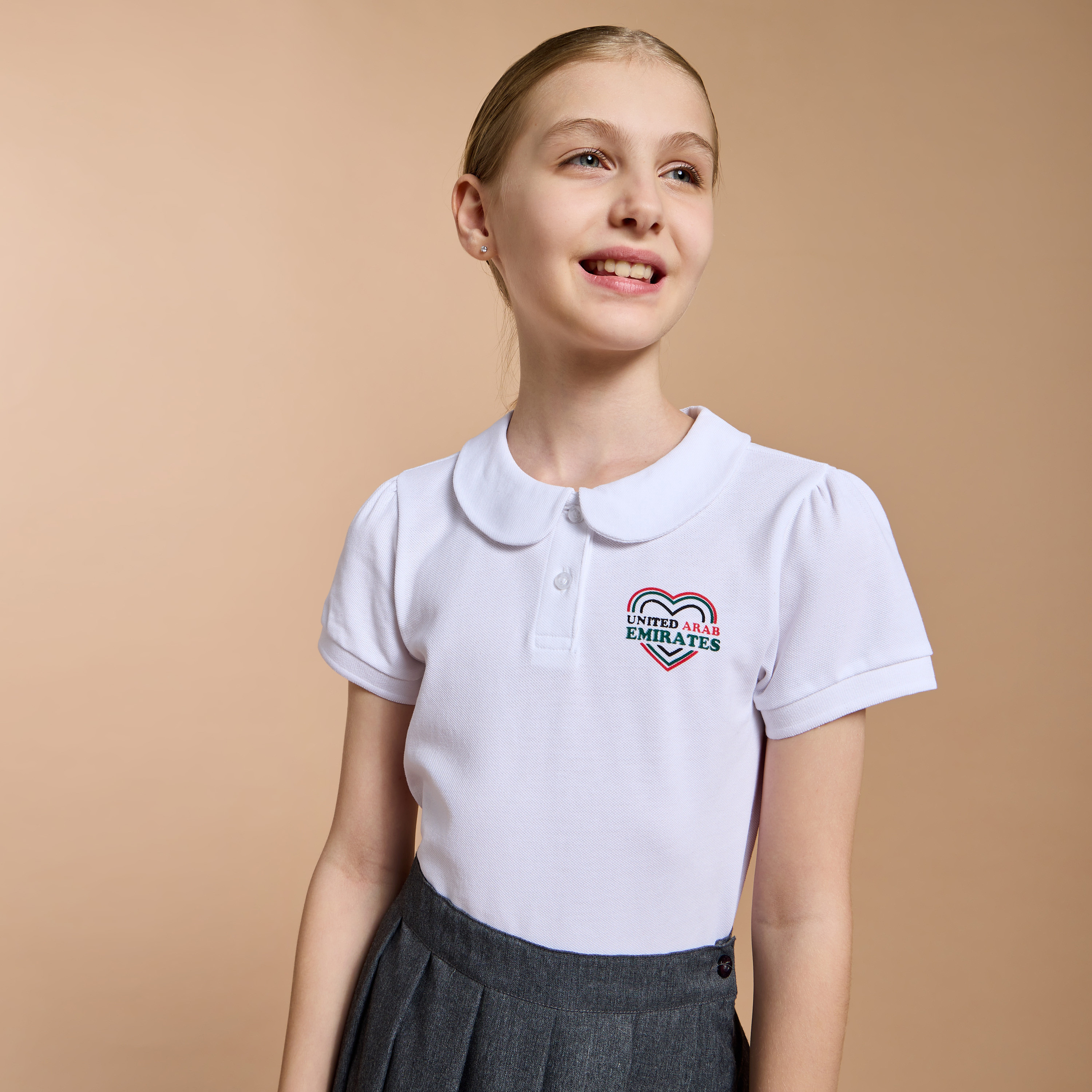 Juniors UAE National Day Print Collared T-shirt with Short Sleeves-girls-clothing-schoolwear-tshirts-image-1