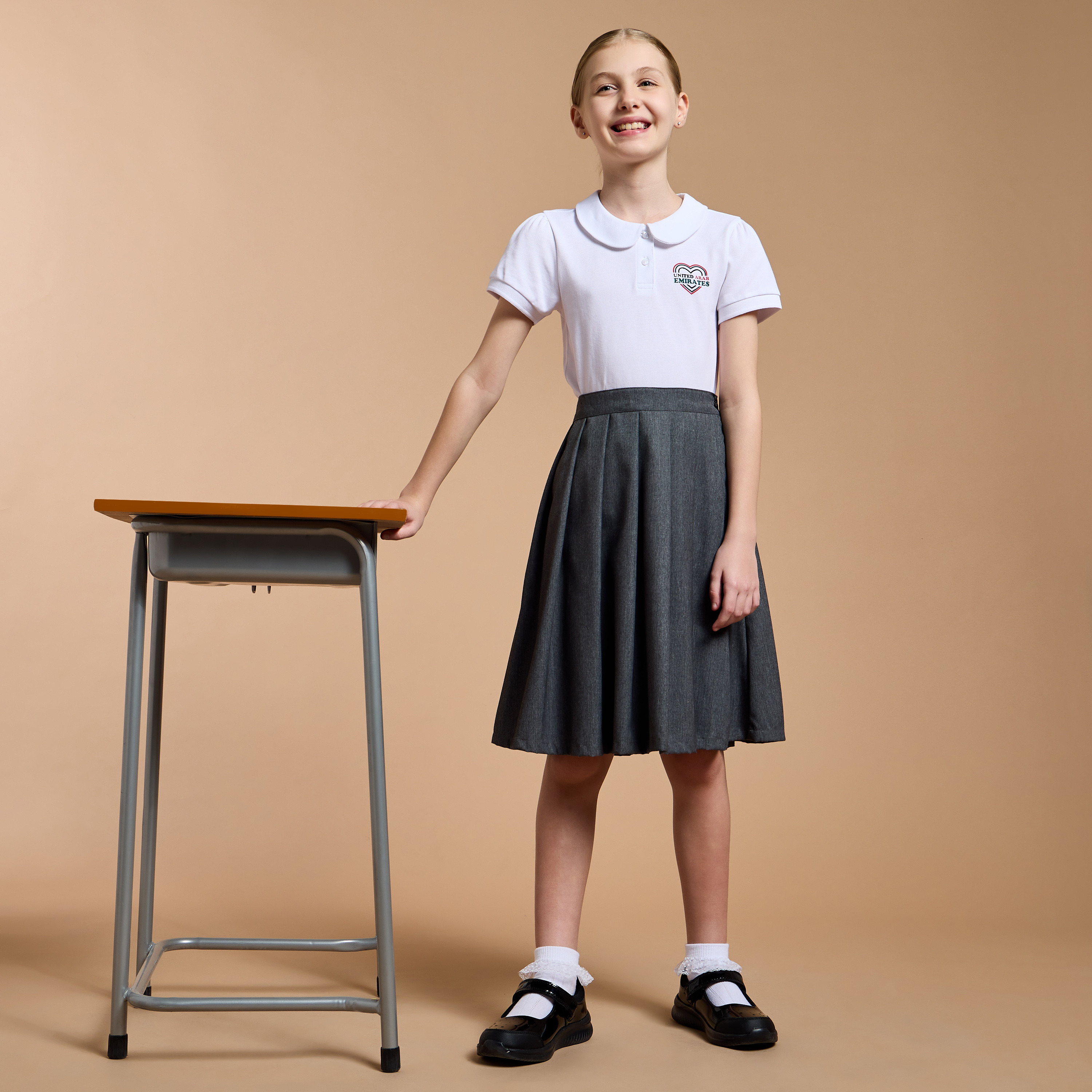 Juniors UAE National Day Print Collared T-shirt with Short Sleeves-girls-clothing-schoolwear-tshirts-image-2