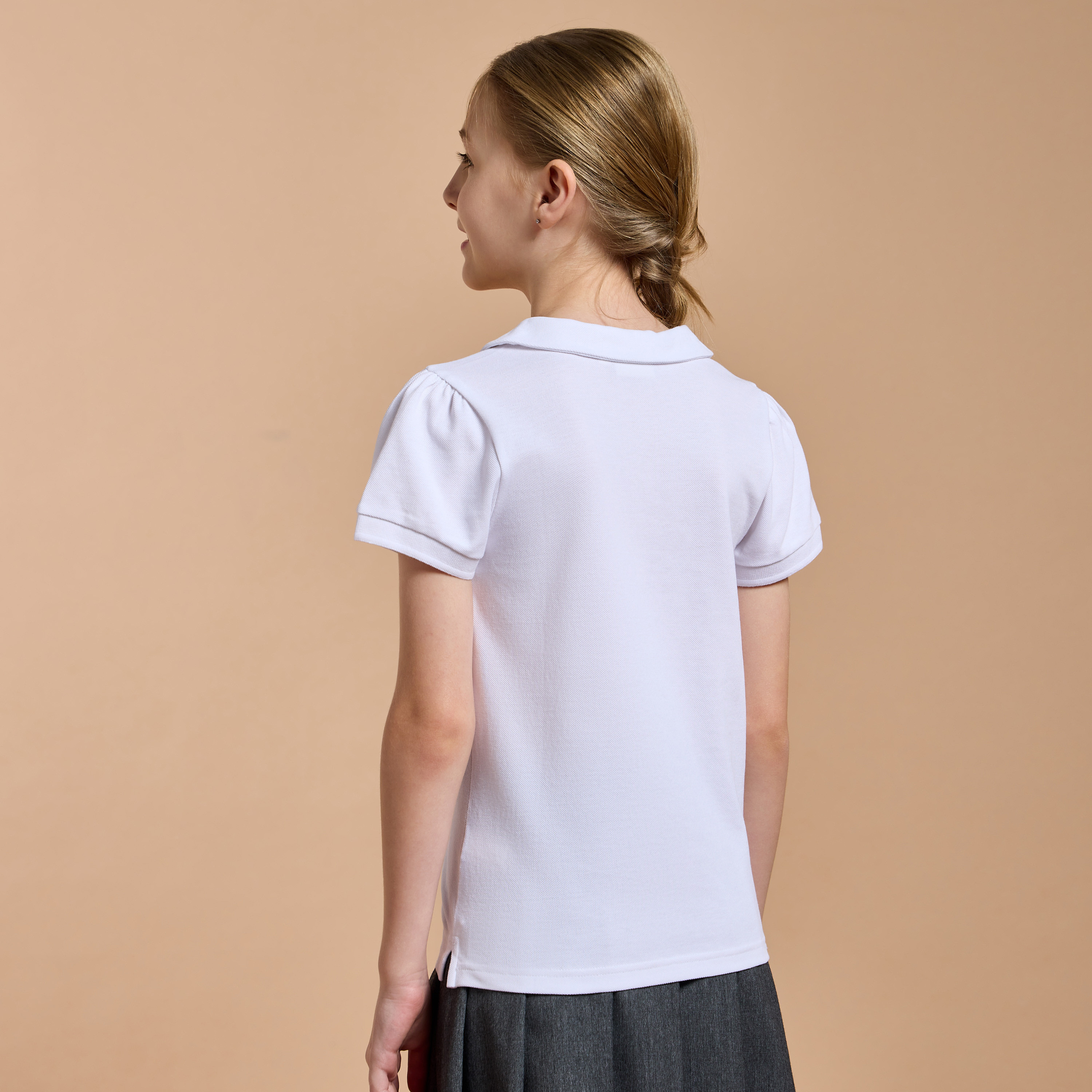 Juniors Saudi Arabia National Day Print Polo T-shirt with Short Sleeves-girls-clothing-schoolwear-tshirts-image-3