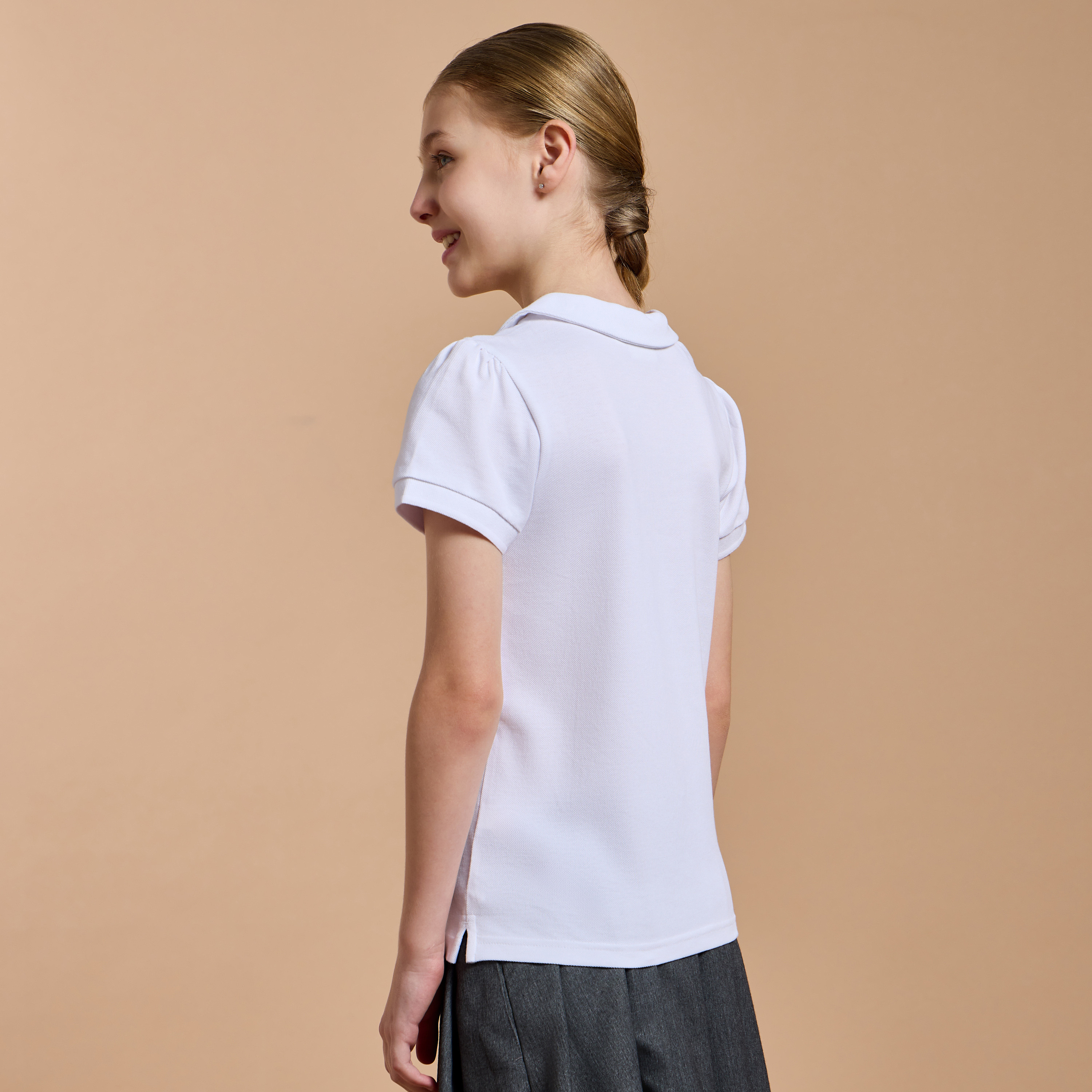Juniors Saudi Arabia National Day Print Polo T-shirt with Short Sleeves-girls-clothing-schoolwear-tshirts-image-3