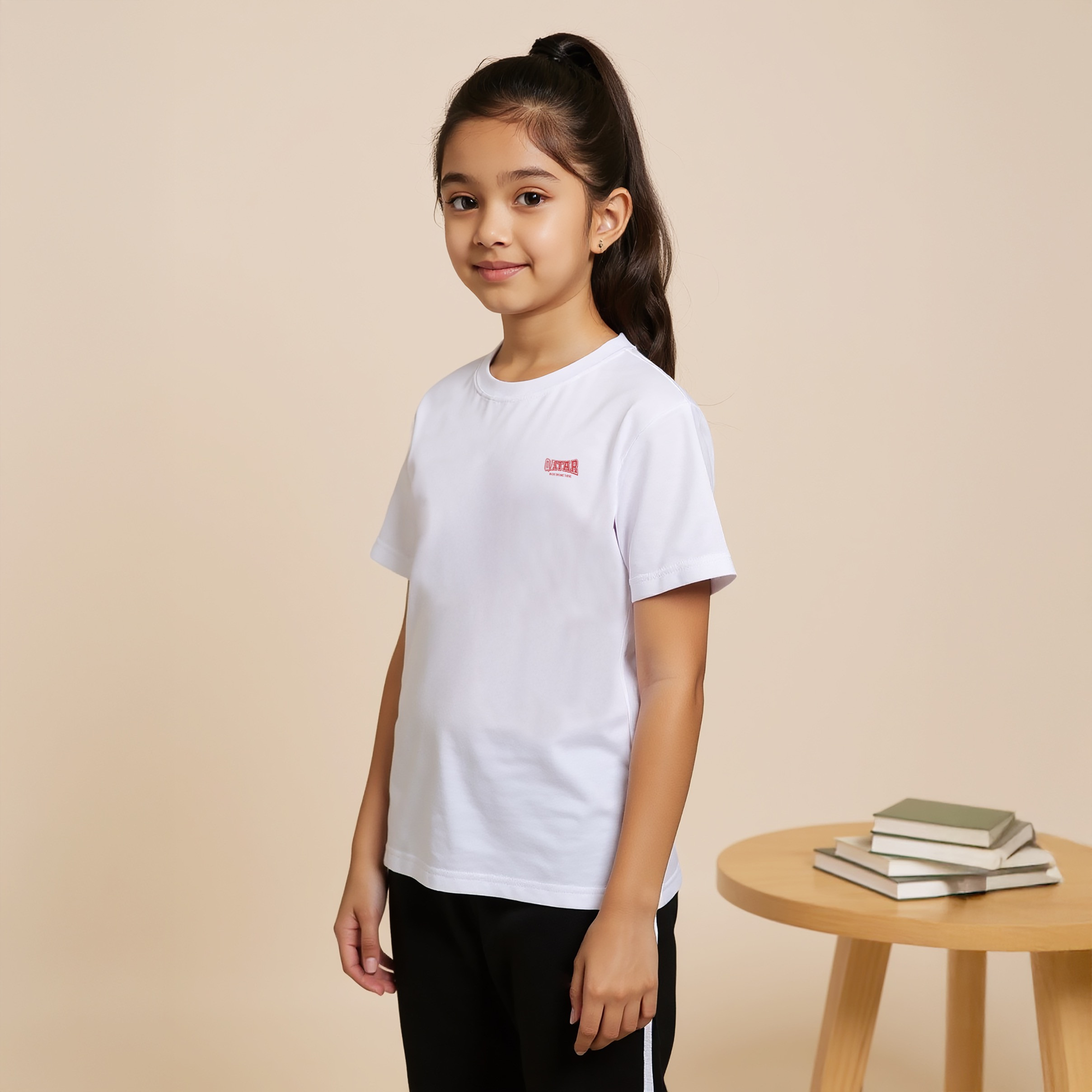 Juniors Printed T-shirt with Round Neck and Short Sleeves-girls-clothing-tshirts-image-1