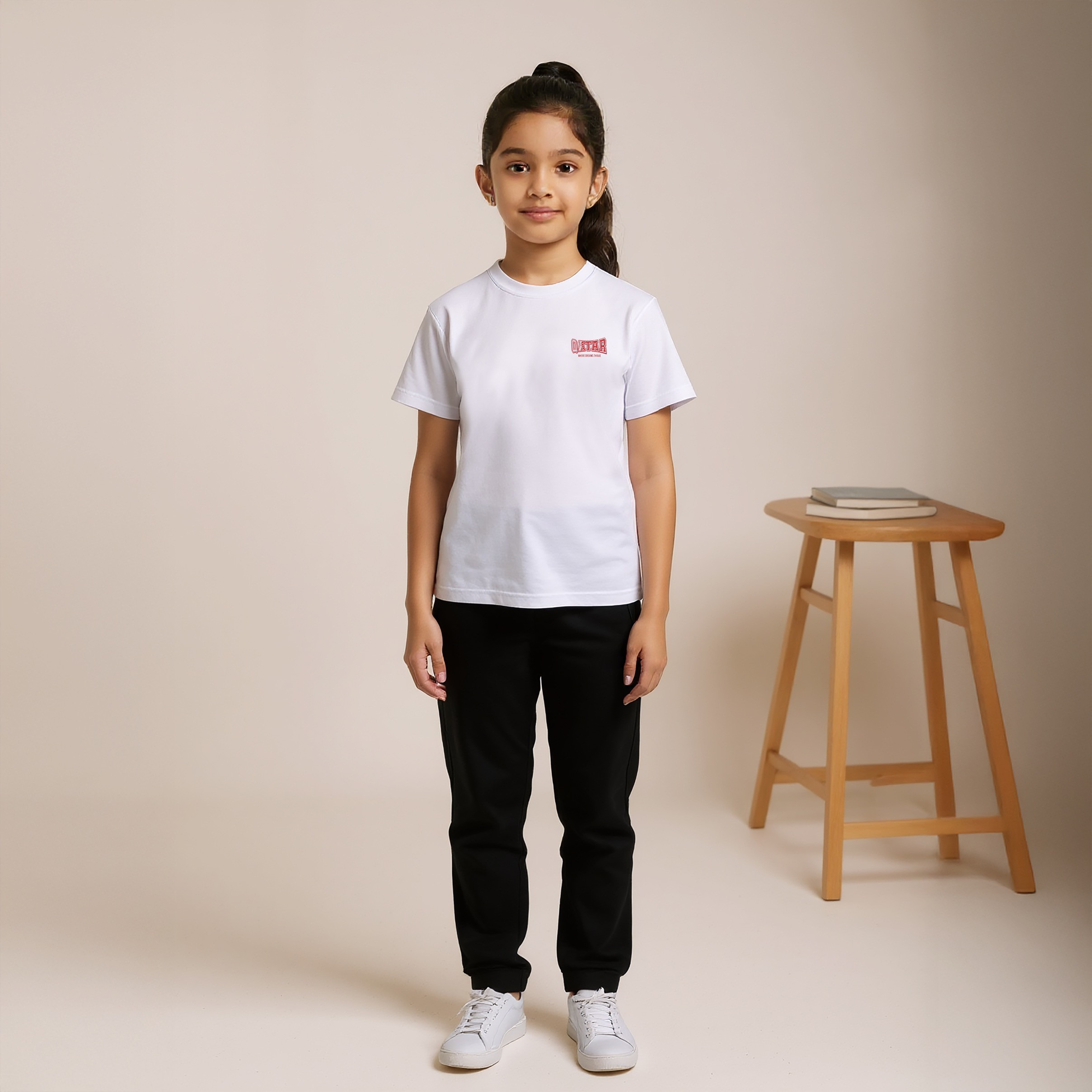 Juniors Printed T-shirt with Round Neck and Short Sleeves-girls-clothing-tshirts-image-2
