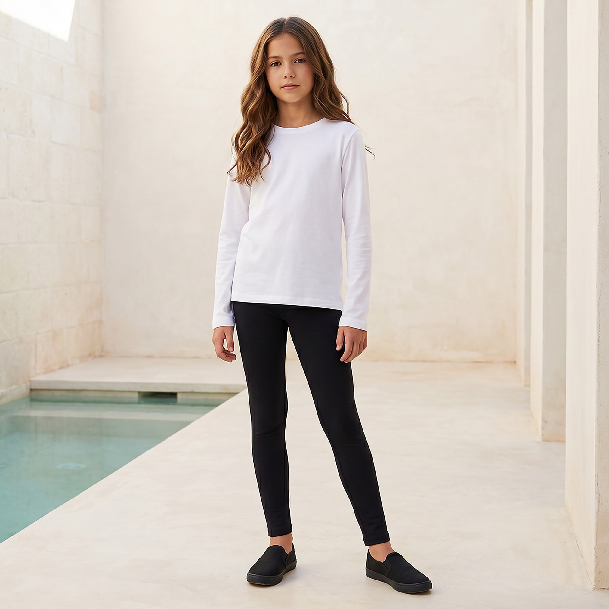 Juniors White School T-shirt with Crew Neck - Girls-baby-girls-clothing-schoolwear-tshirts-image-2