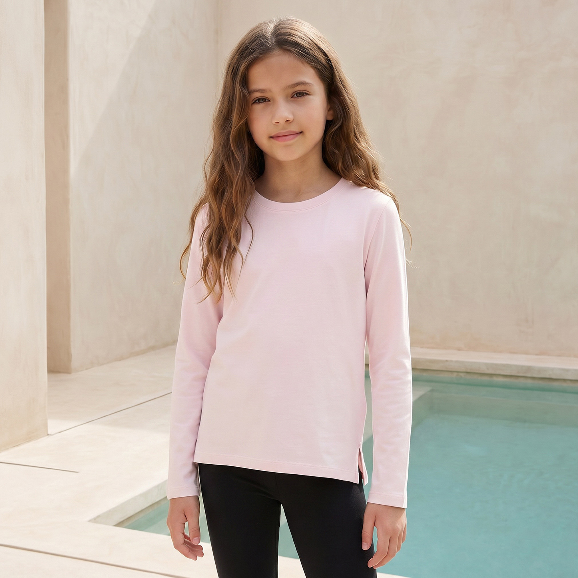 Juniors Pink School T-shirt with Crew Neck - Girls-girls-clothing-tshirts-image-1