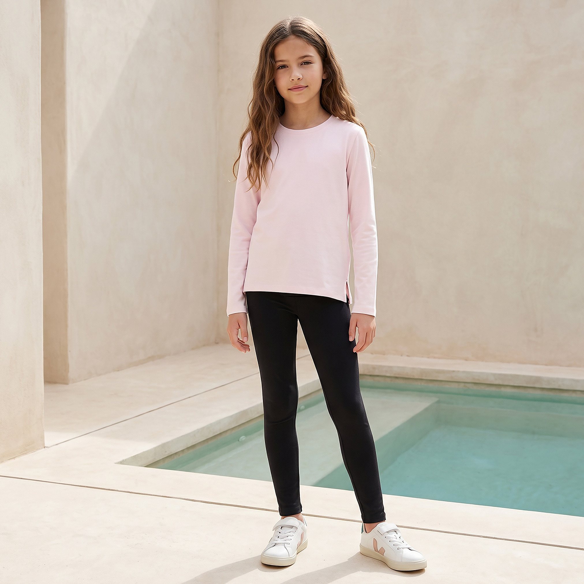 Juniors Pink School T-shirt with Crew Neck - Girls-girls-clothing-tshirts-image-2