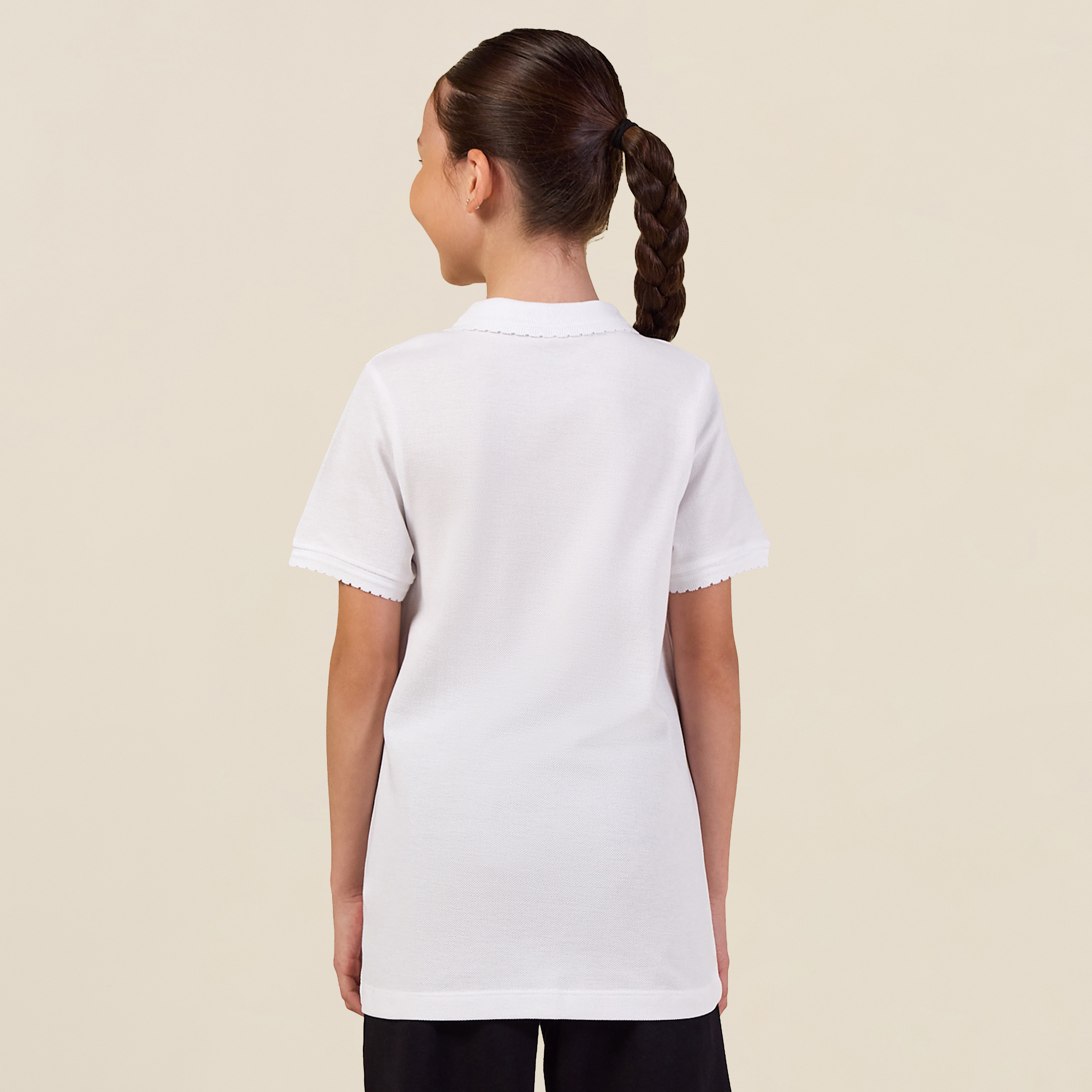 Juniors Collared Short Sleeves Polo T-shirt with KSA National Day Print-girls-clothing-schoolwear-tshirts-image-4