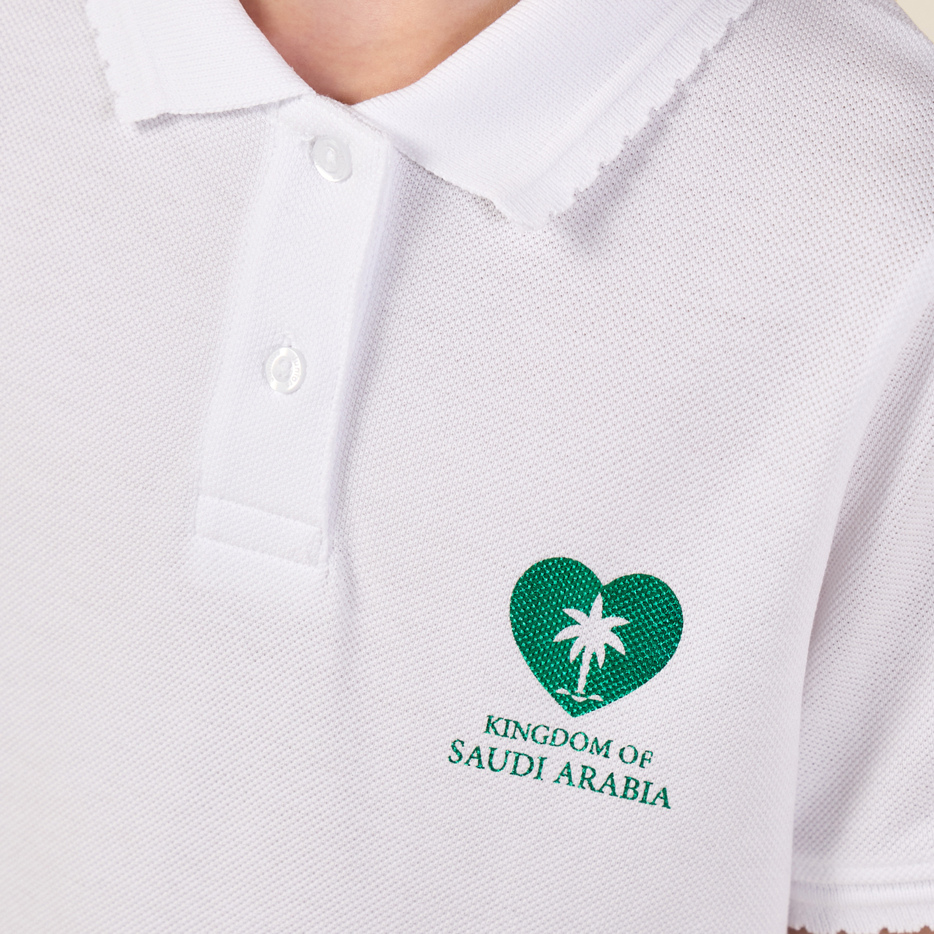 Juniors Collared Short Sleeves Polo T-shirt with KSA National Day Print-girls-clothing-schoolwear-tshirts-image-6