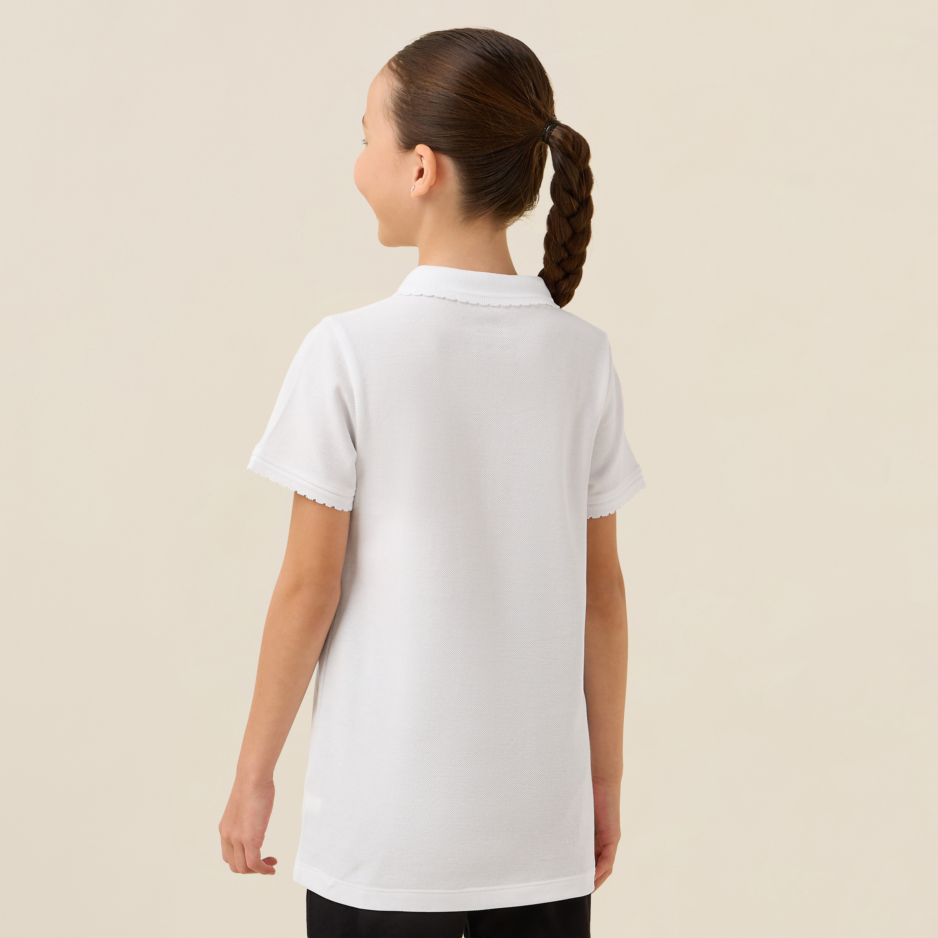 Juniors Collared Short Sleeves Polo T-shirt with KSA National Day Print-girls-clothing-schoolwear-tshirts-image-3