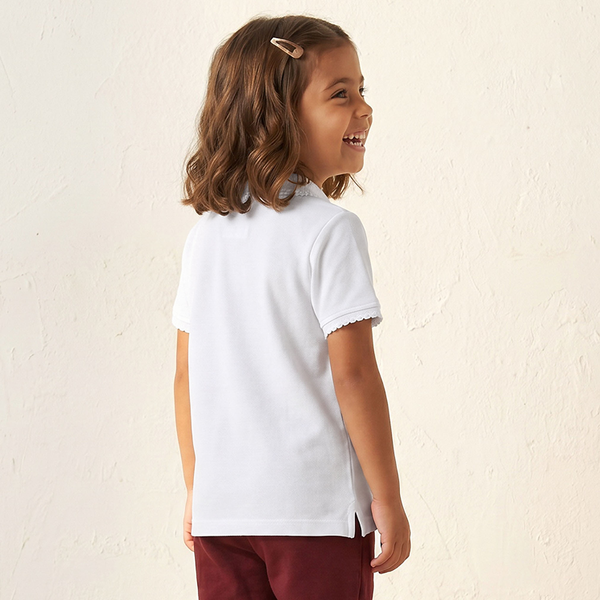 Juniors Collared Short Sleeves T-shirt with Qatar Print-girls-clothing-schoolwear-tshirts-image-3