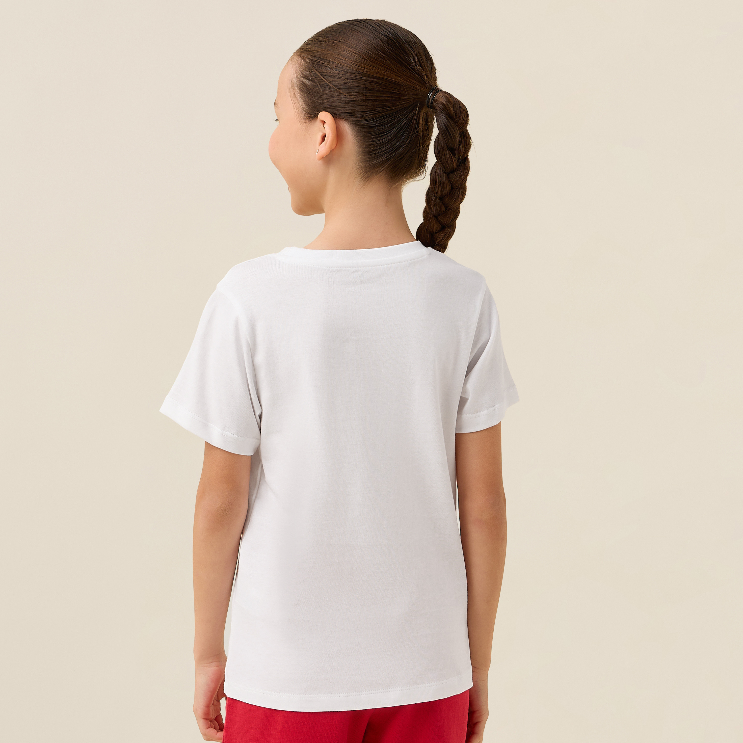 Juniors Crew Neck Short Sleeves T-shirt with Qatar Print-girls-clothing-schoolwear-tshirts-image-3
