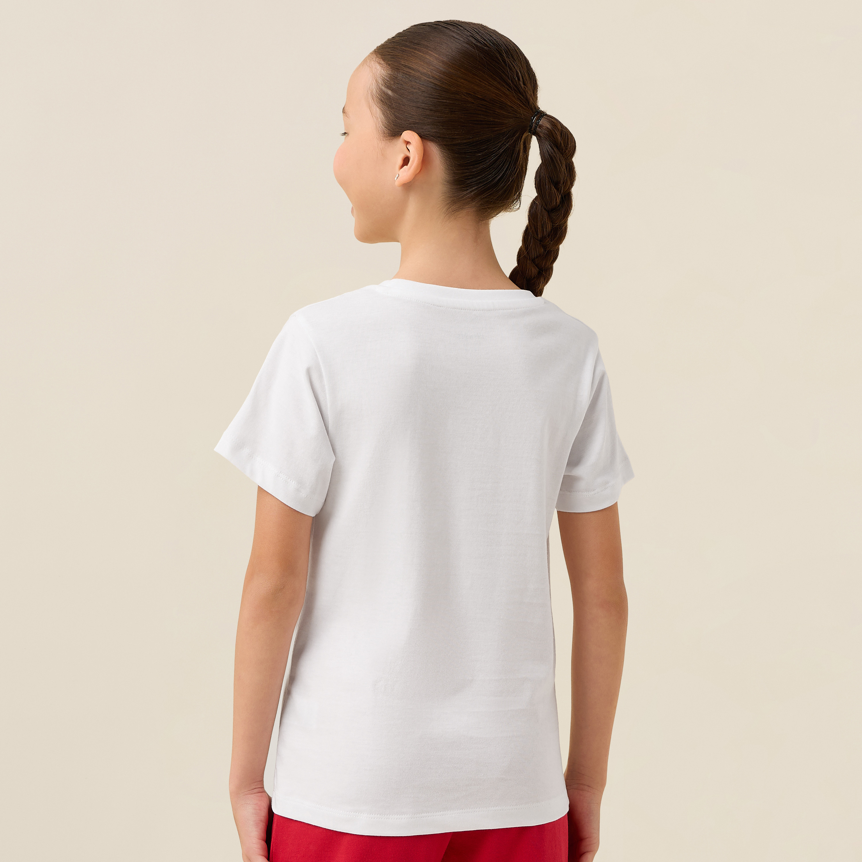 Juniors Crew Neck Short Sleeves T-shirt with Kuwait Print-girls-clothing-schoolwear-tshirts-image-3