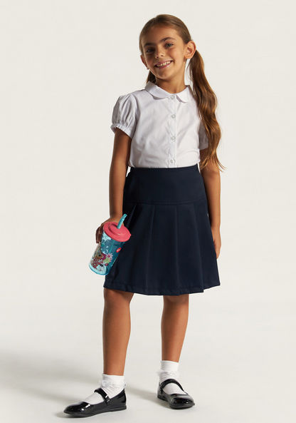 Juniors Solid Shirt with Puff Sleeves and Button Closure-Tops-image-0