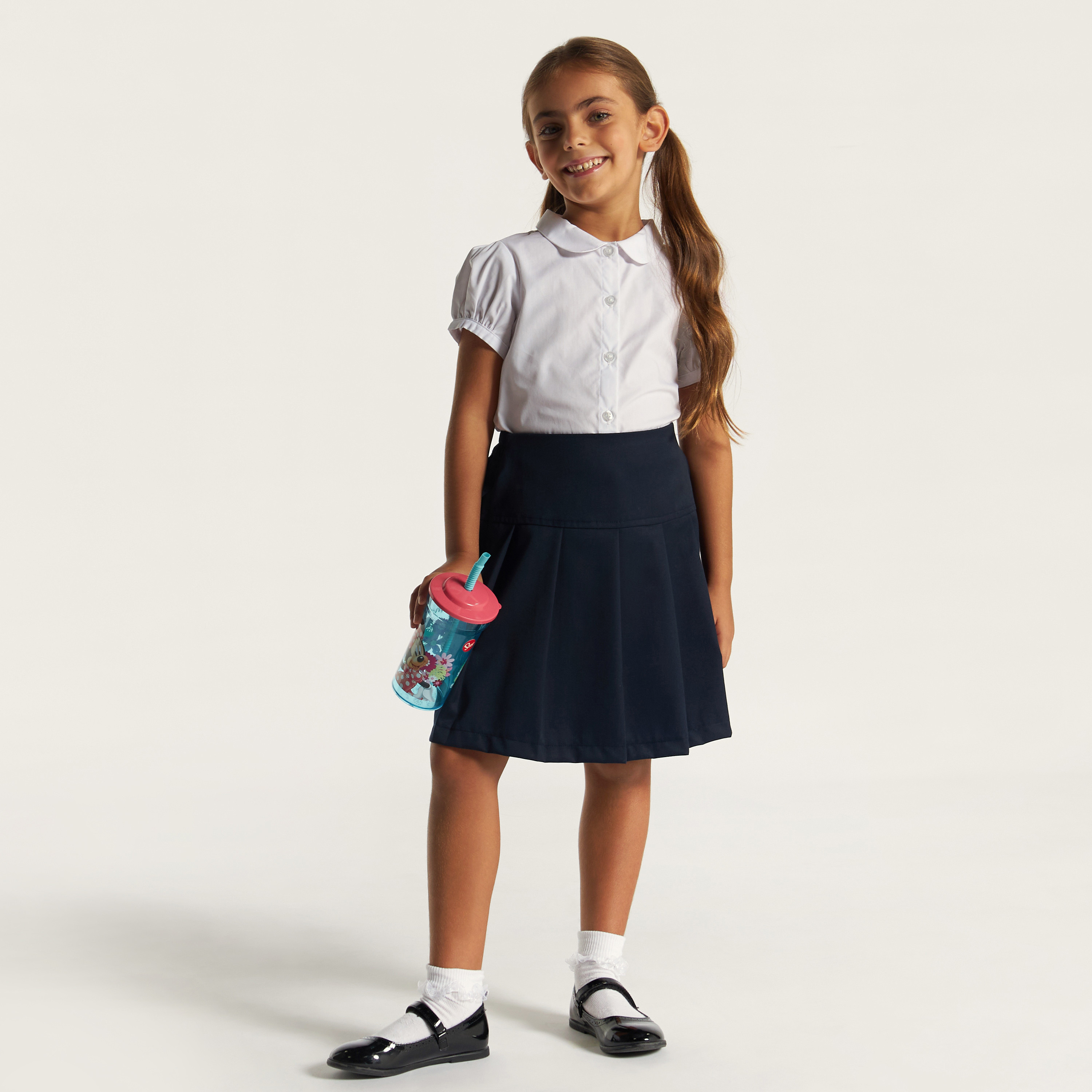 طقم قميص سادة من قطعتين بأزرار وأكمام منفوخة من جونيورز-girls-clothing-schoolwear-blousesandshirts-image-4