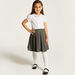 Juniors Solid Shirt with Spread Collar and Puff Sleeves-Tops-thumbnail-0