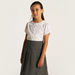 Juniors Solid Shirt with Peter Pan Collar and Puff Sleeves-Tops-thumbnailMobile-1