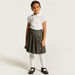 Juniors Solid Short Sleeves Shirt with Pleat Detail and Peter Pan Collar-Tops-thumbnail-0