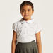 Juniors Solid Short Sleeves Shirt with Pleat Detail and Peter Pan Collar-Tops-thumbnail-1