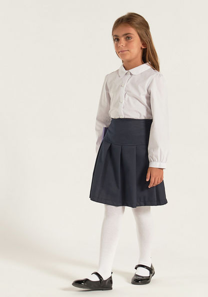 Juniors Solid Shirt with Long Sleeves and Button Closure-Tops-image-0