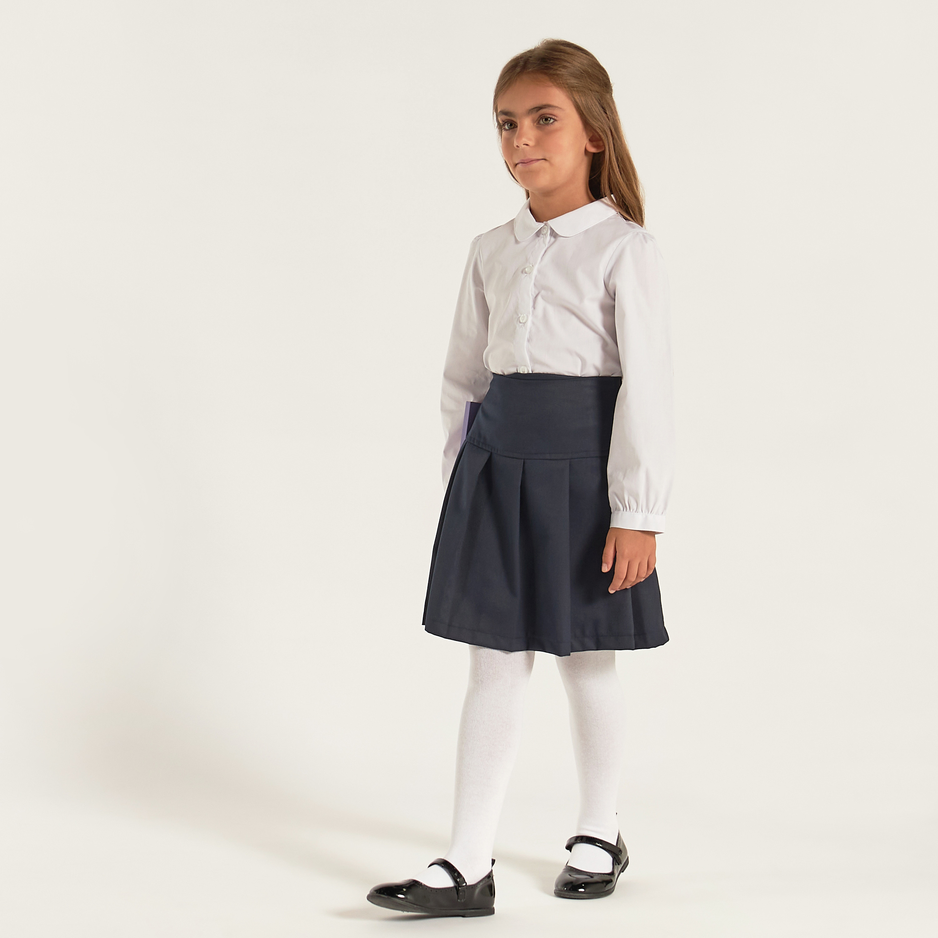 Set of 2- Juniors Solid Shirt with Long Sleeves and Button Closure-girls-clothing-schoolwear-blousesandshirts-image-2
