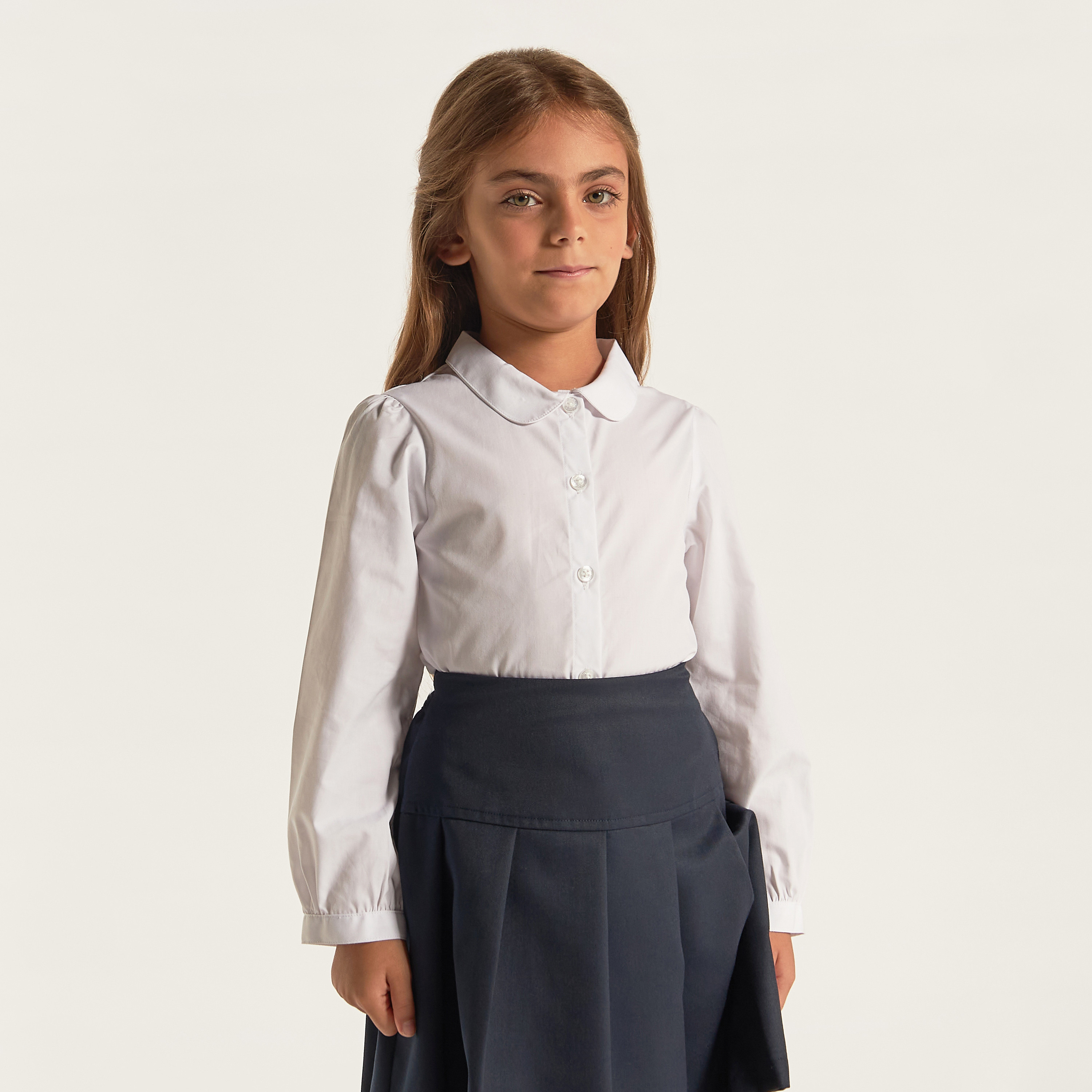 Set of 2- Juniors Solid Shirt with Long Sleeves and Button Closure-girls-clothing-schoolwear-blousesandshirts-image-3