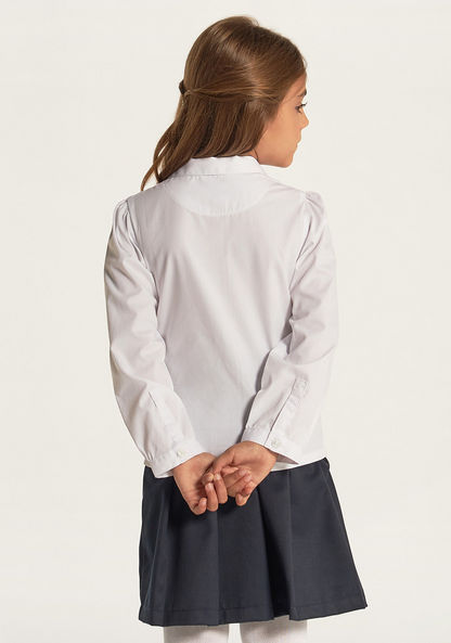 Juniors Solid Shirt with Long Sleeves and Button Closure