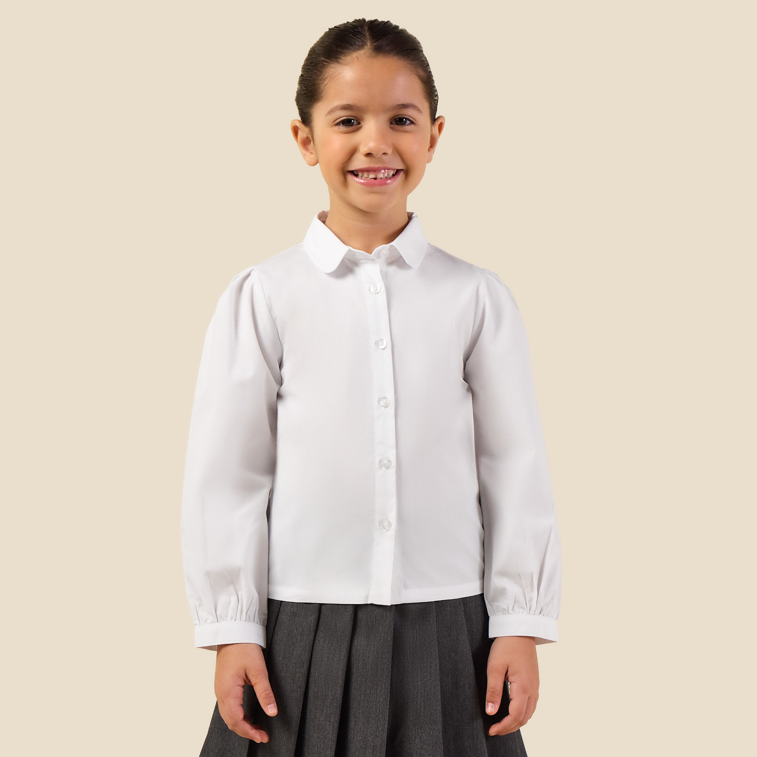 طقم قميص سادة من قطعتين بأزرار وأكمام طويلة من جونيورز-girls-clothing-blousesandshirts-image-8