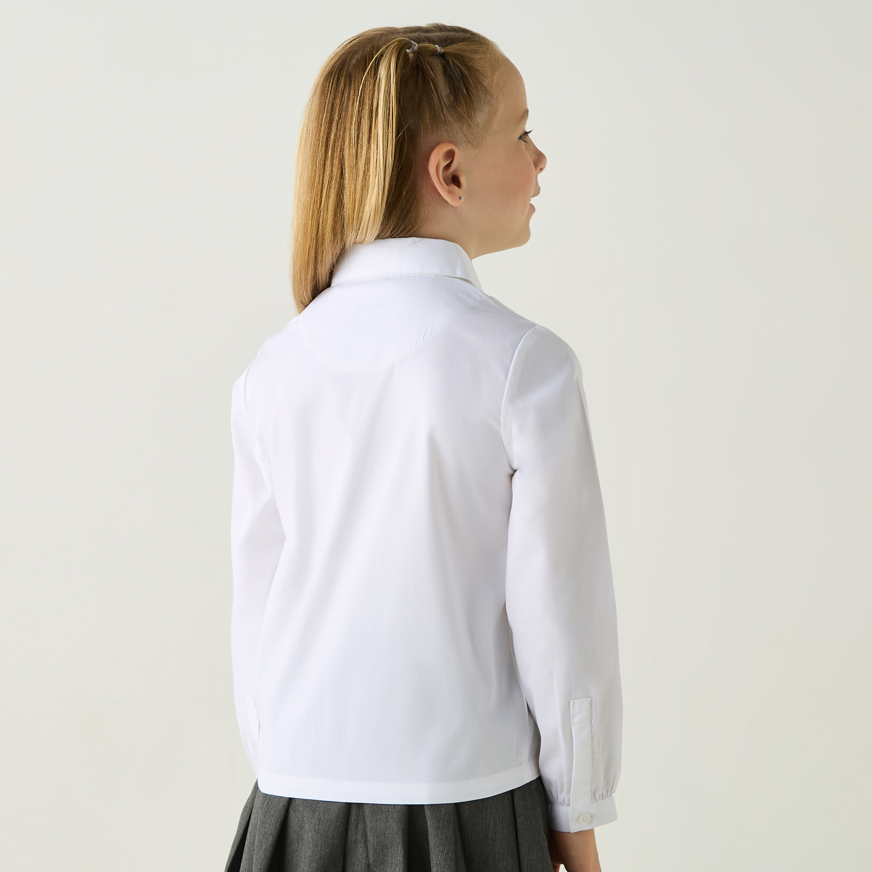 Juniors Solid Shirt with Long Sleeves and Button Closure-girls-clothing-schoolwear-blousesandshirts-image-3