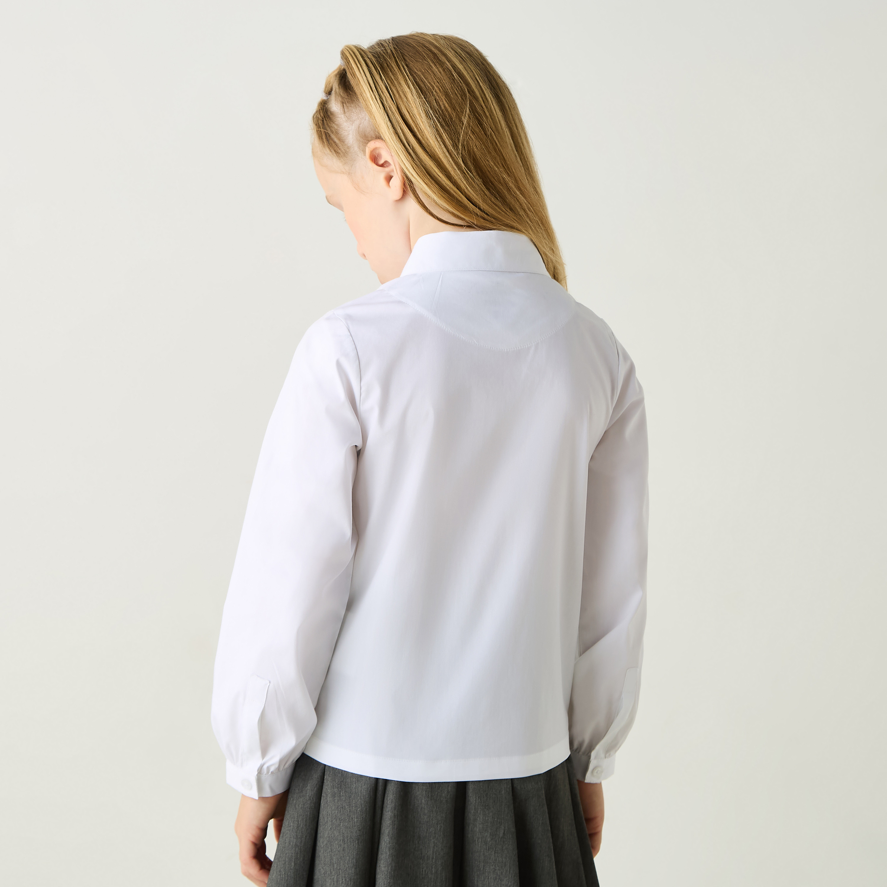 Juniors Solid Shirt with Long Sleeves and Chest Pocket-girls-clothing-schoolwear-blousesandshirts-image-3