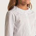 Juniors Solid Long Sleeves Shirt with Embroidered Peter Pan Collar-Tops-thumbnail-2