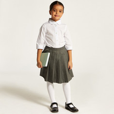 Juniors Solid Shirt with 3/4 Sleeves and Button Closure