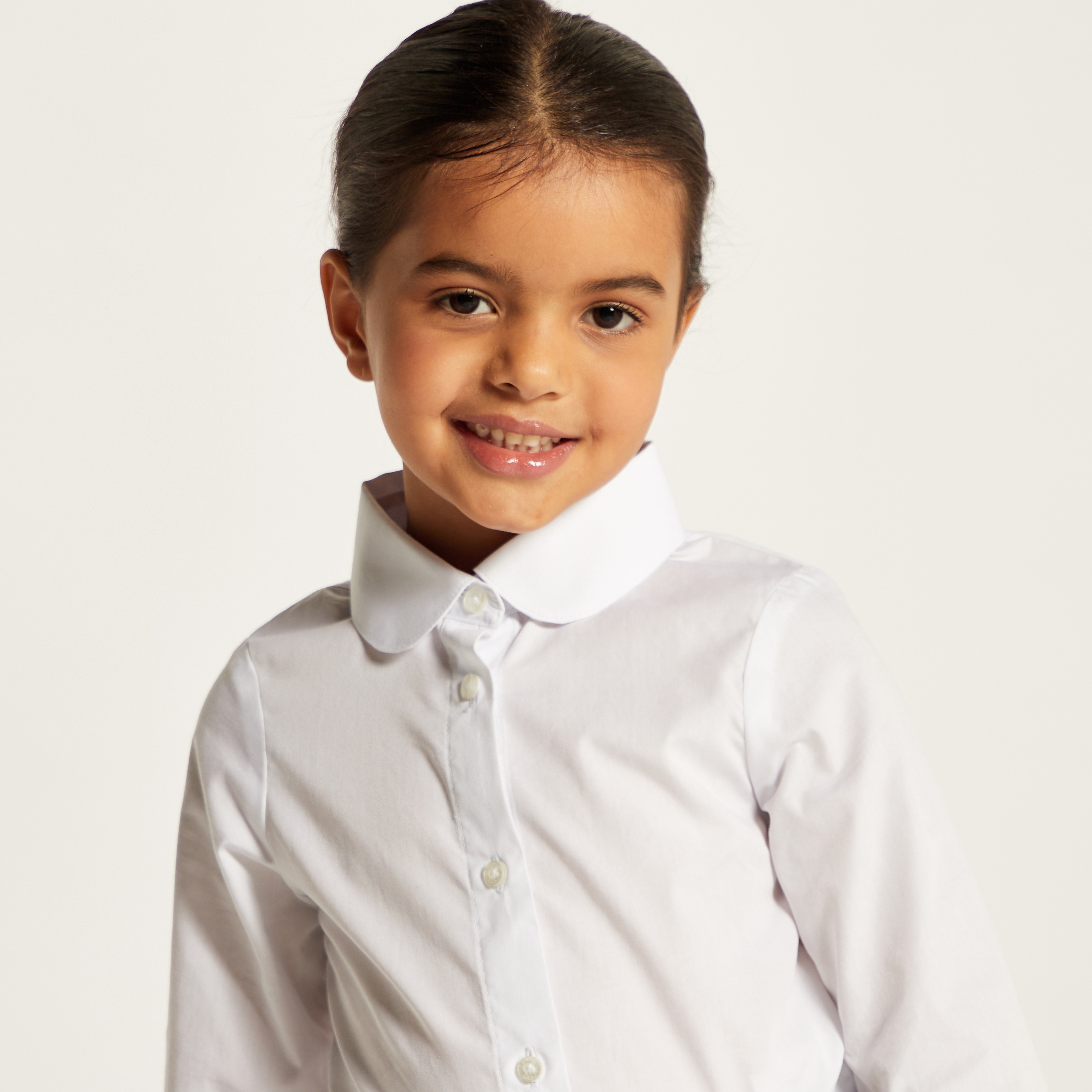 Juniors Solid Shirt with 3/4 Sleeves and Button Closure-girls-clothing-schoolwear-blousesandshirts-image-3